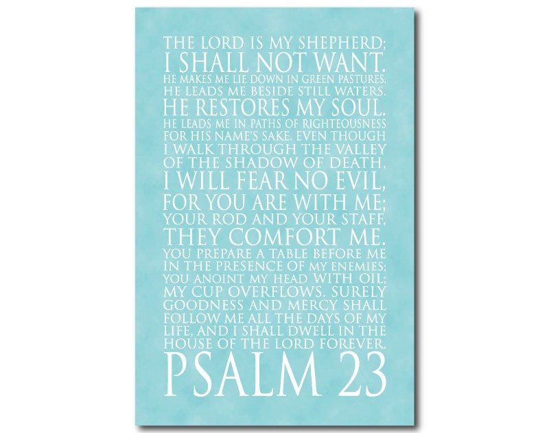 Psalm 23 Old Aqua Canvas Christian Wall Art