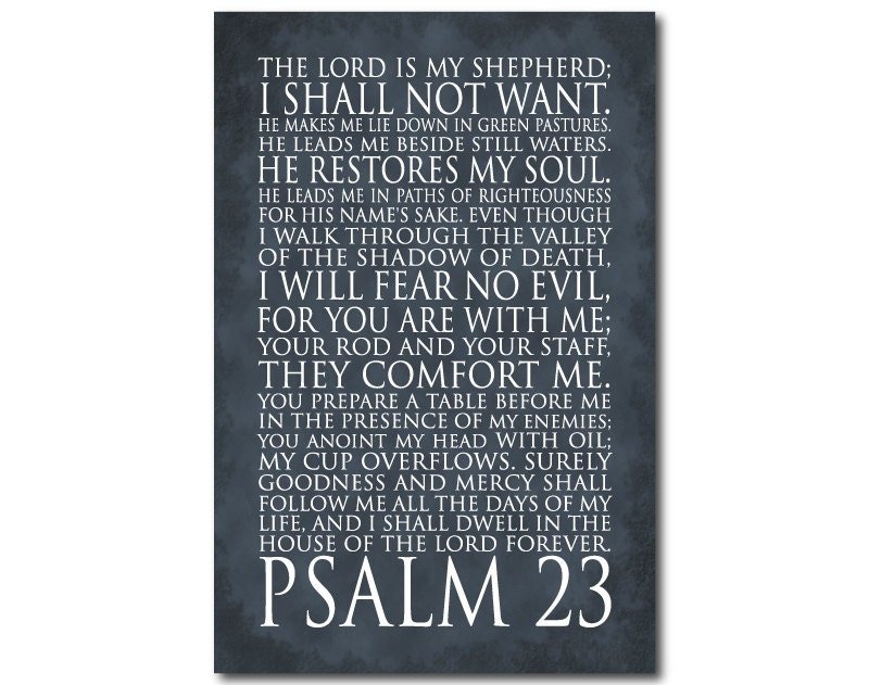 Psalm 23 Old Gray Canvas Christian Wall Art