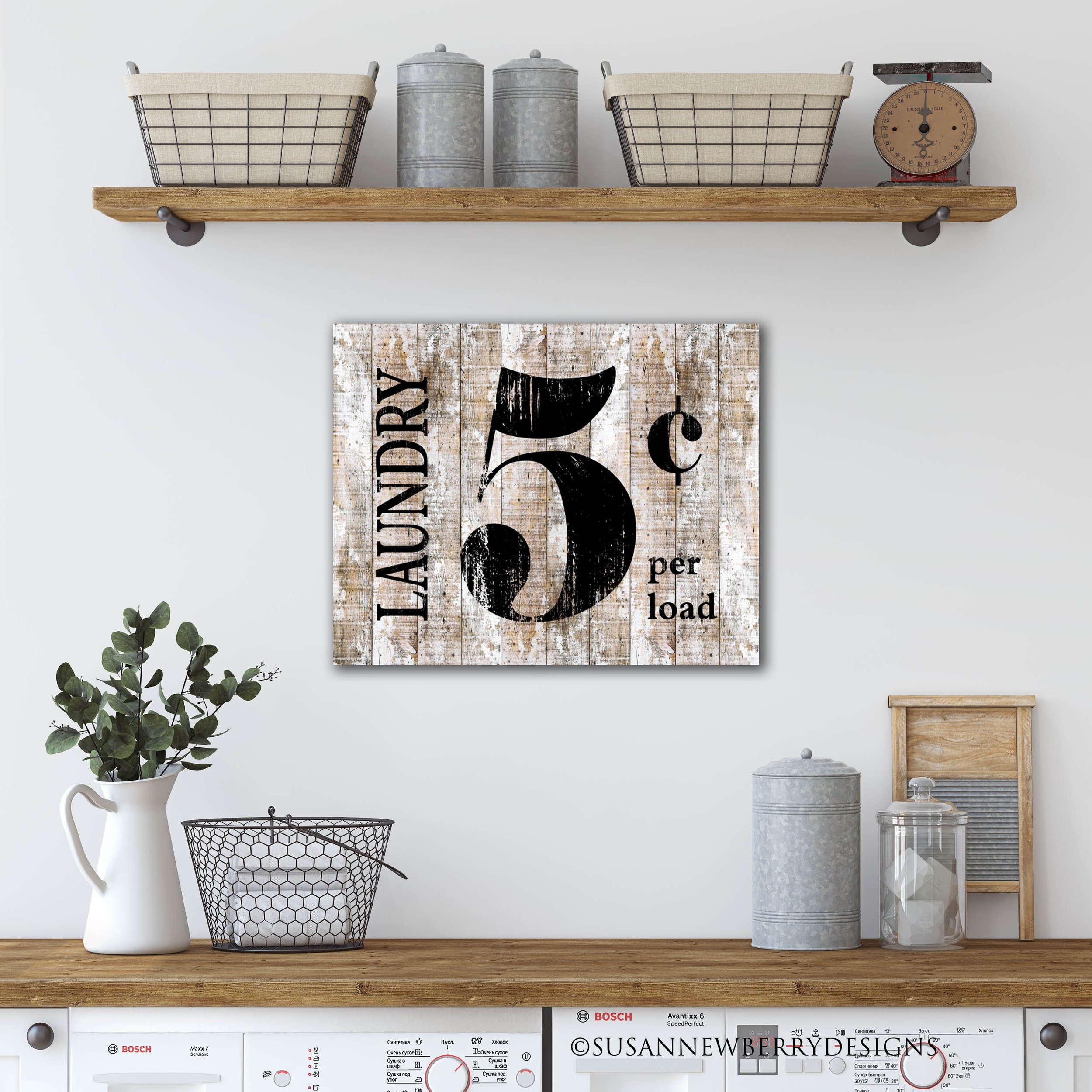 Laundry 5 cents FH 14 Horizontal hung in laundry room