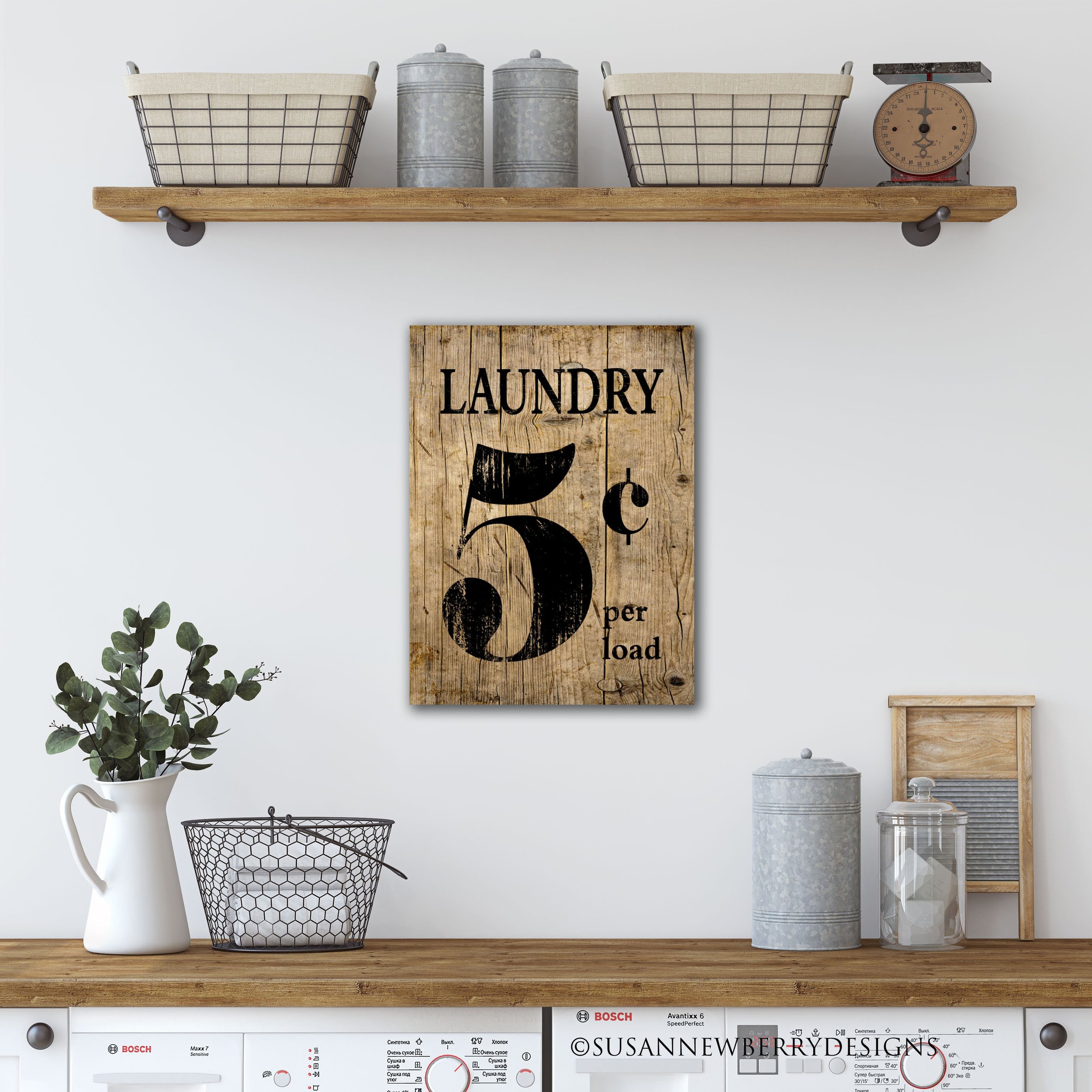 Laundry 5 cents FH 20 Canvas hung in laundry room