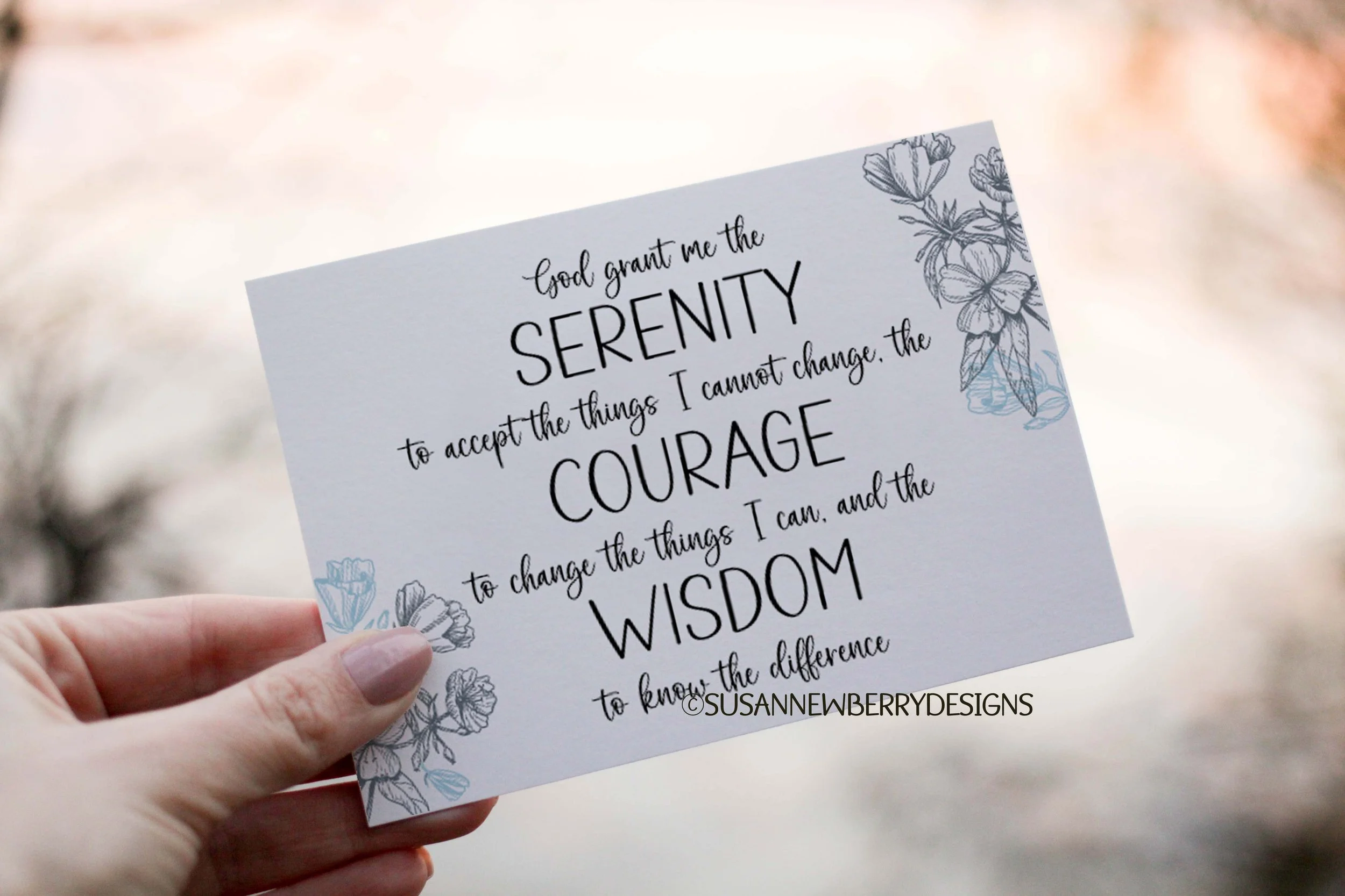 Serenity Prayer Printable Greeting Card — SUSAN NEWBERRY DESIGNS