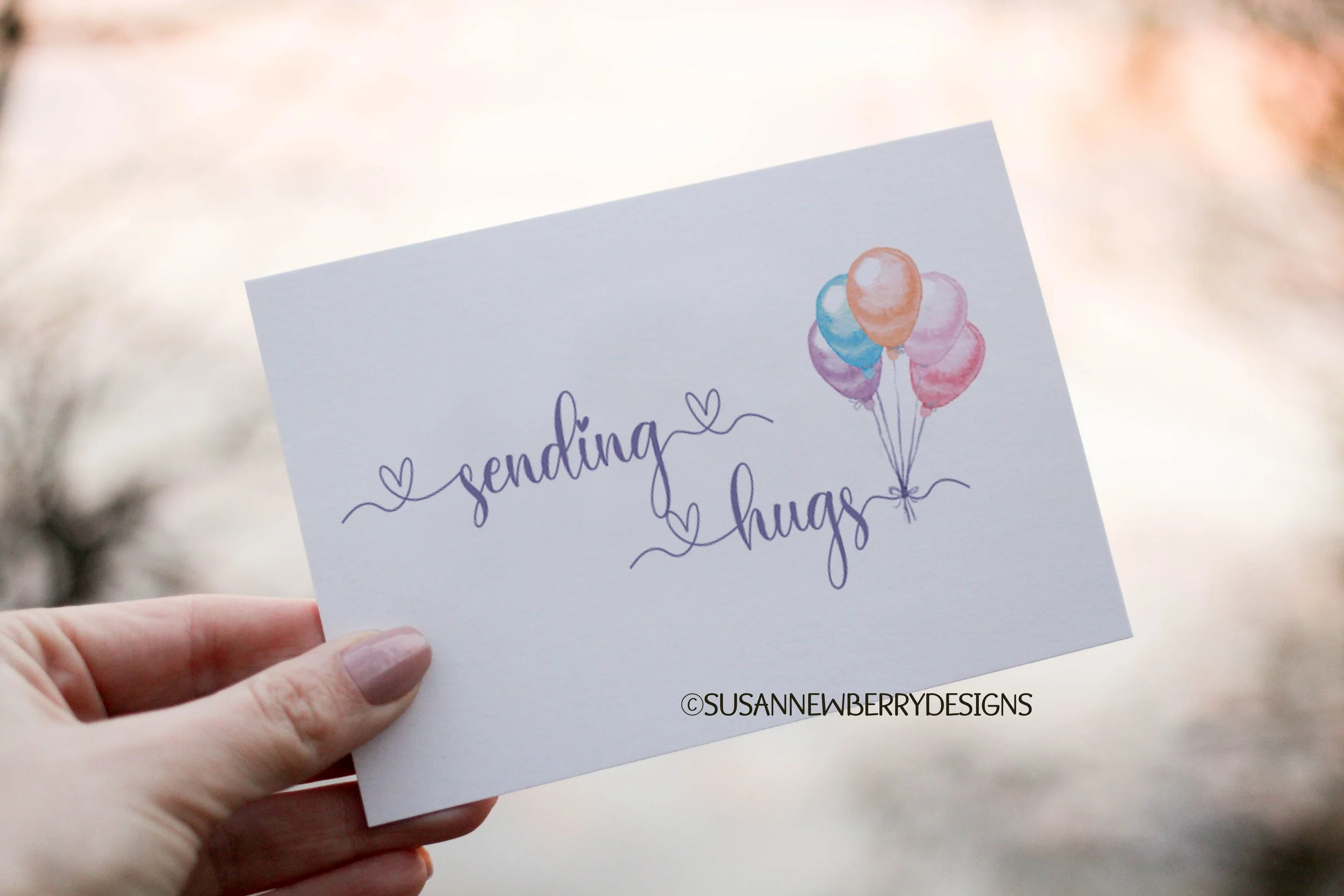 Sending Hugs Printable Greeting Card — SUSAN NEWBERRY DESIGNS