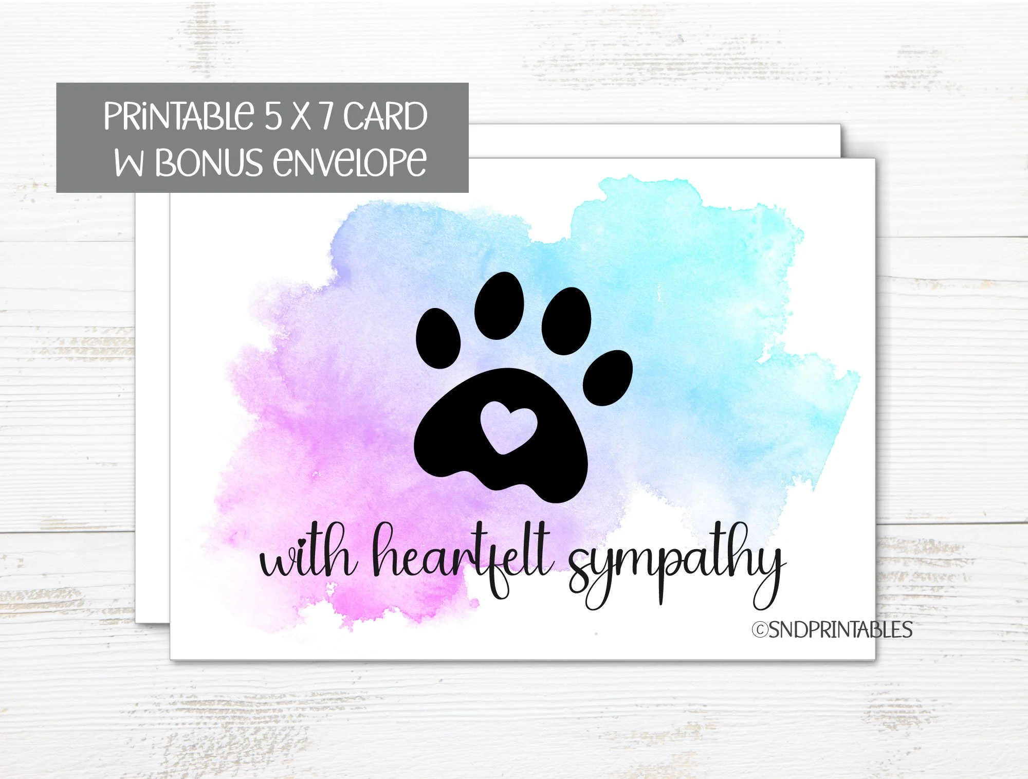 Pet Loss Printable Sympathy Card SUSAN NEWBERRY DESIGNS