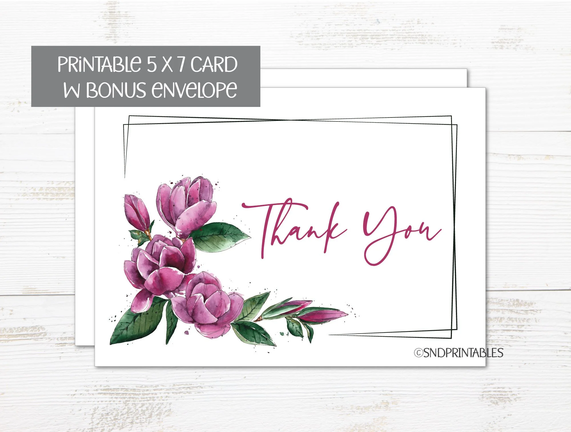 Thank You Floral Printable Greeting Card — SUSAN NEWBERRY DESIGNS