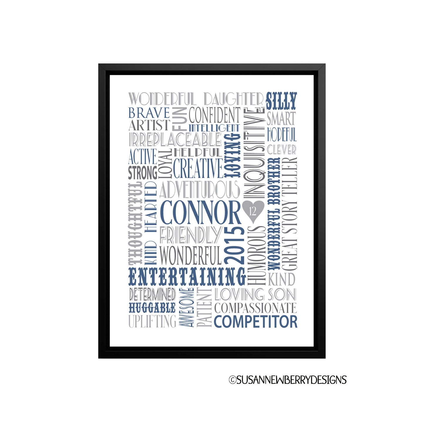 Bluejean/Gray-print-w-add-on-black-frame