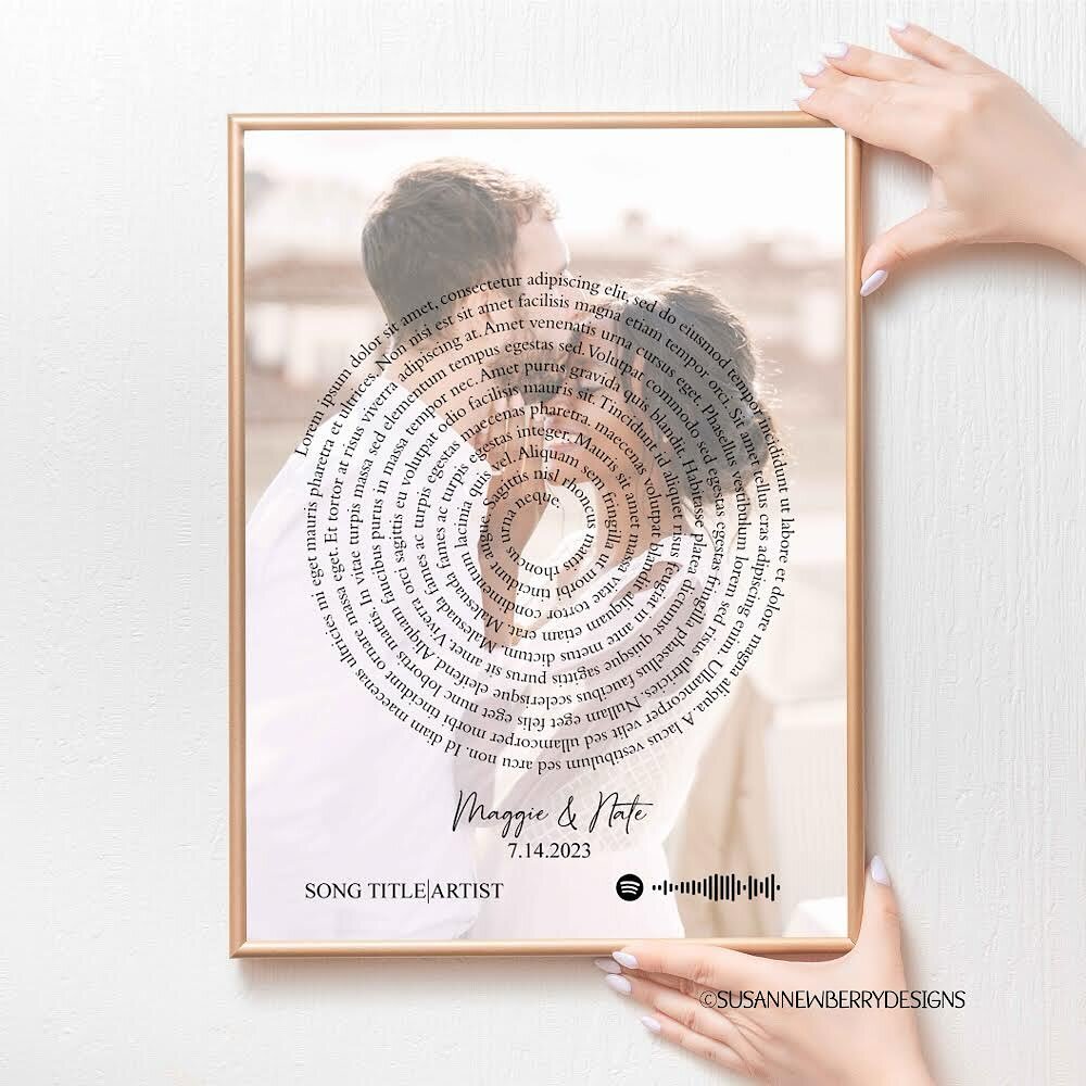 Had fun with this one - will add a Spotify code so you can listen to your song any time you want! https://bit.ly/3vZoT7I.
.
#susannewberrydesigns #spiralsonglyrics #weddinggift #anniversarygift #giftforcouple #spotify #songlyrics #giftidea #giftforwi