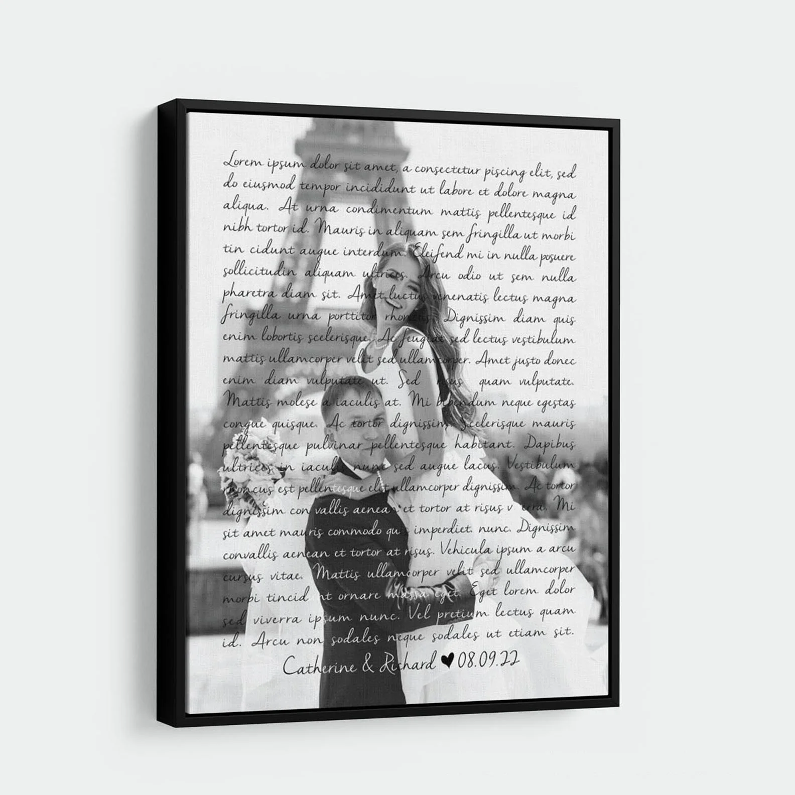 Black and White Wedding Photo with Song Lyrics