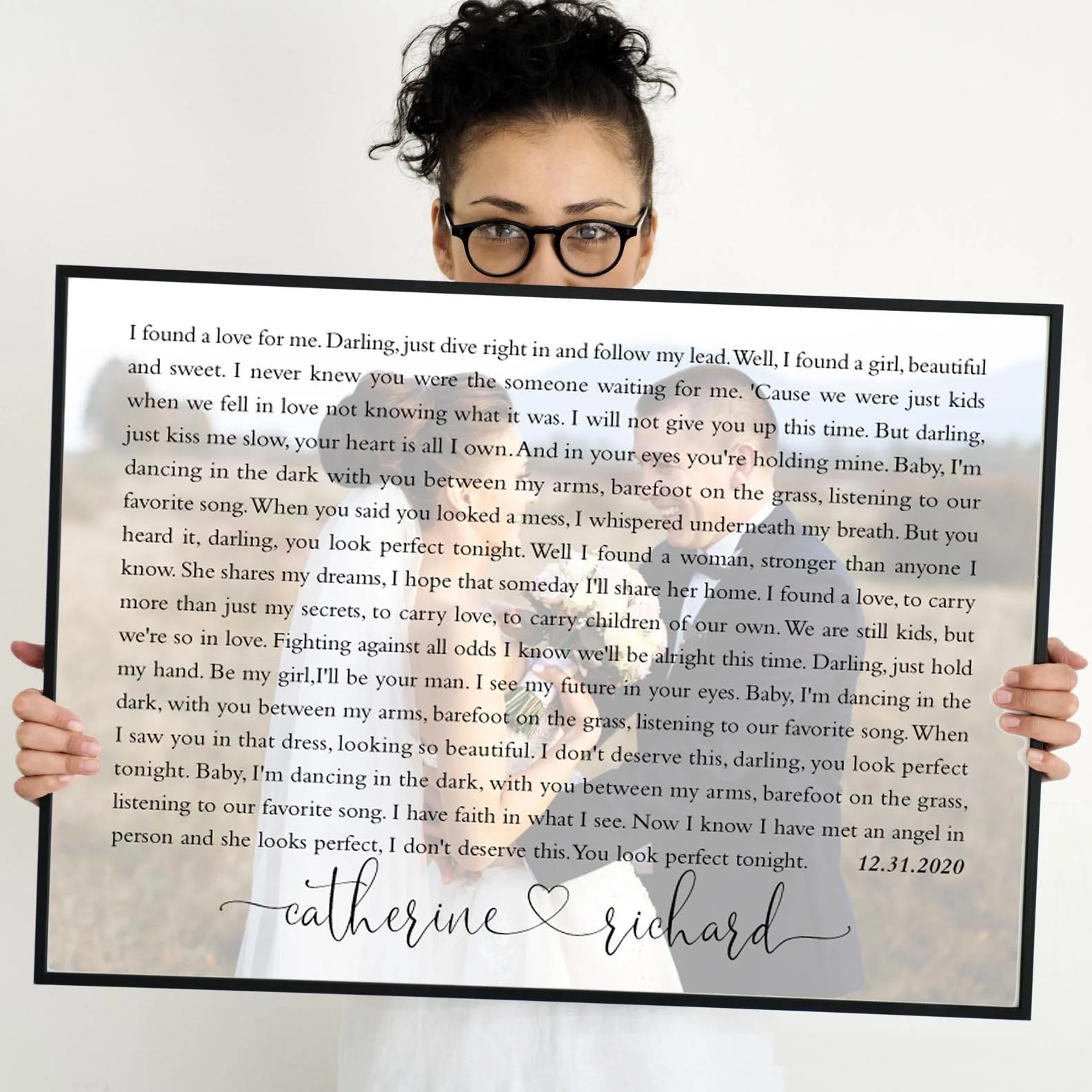 Faded Wedding Photo with Song Lyrics