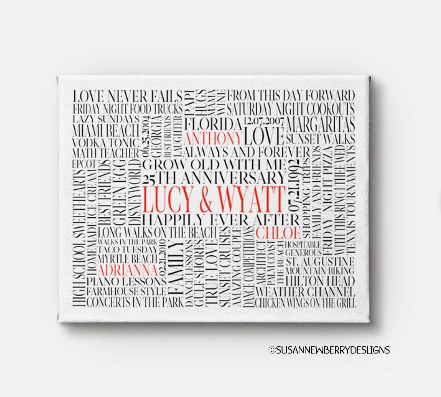 Custom Birthday or Anniversary Square Word Cloud — Susan Newberry ...