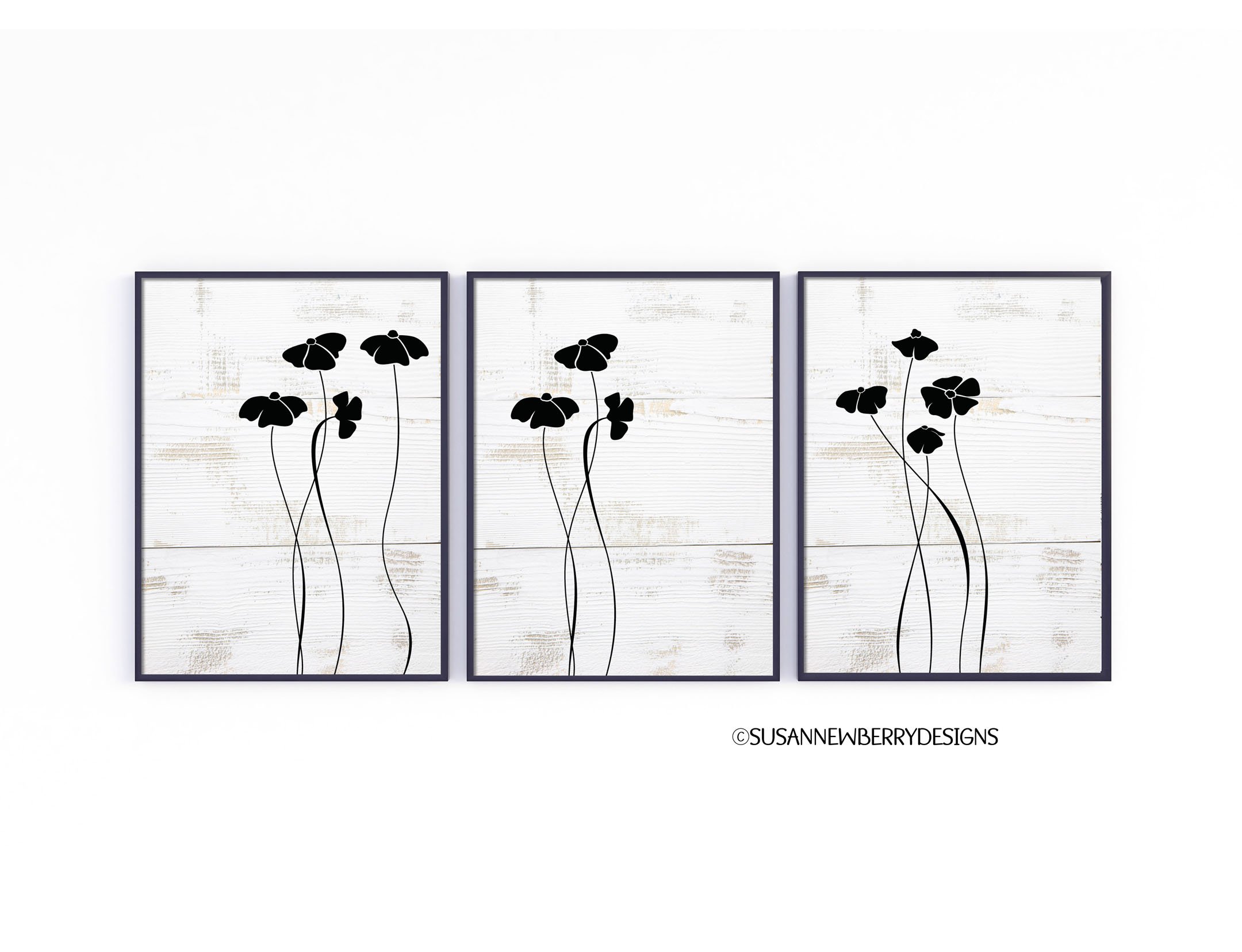 Modern-Flower-Wall-Art-Trio-FH36-shown-with-add-on-frame