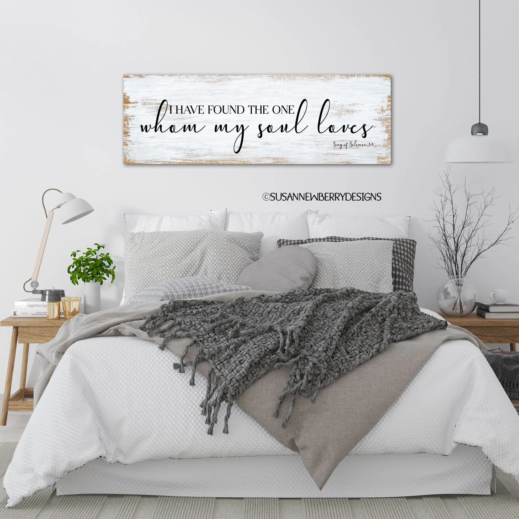 I have found the one whom my soul loves farmhouse over the bed canvas