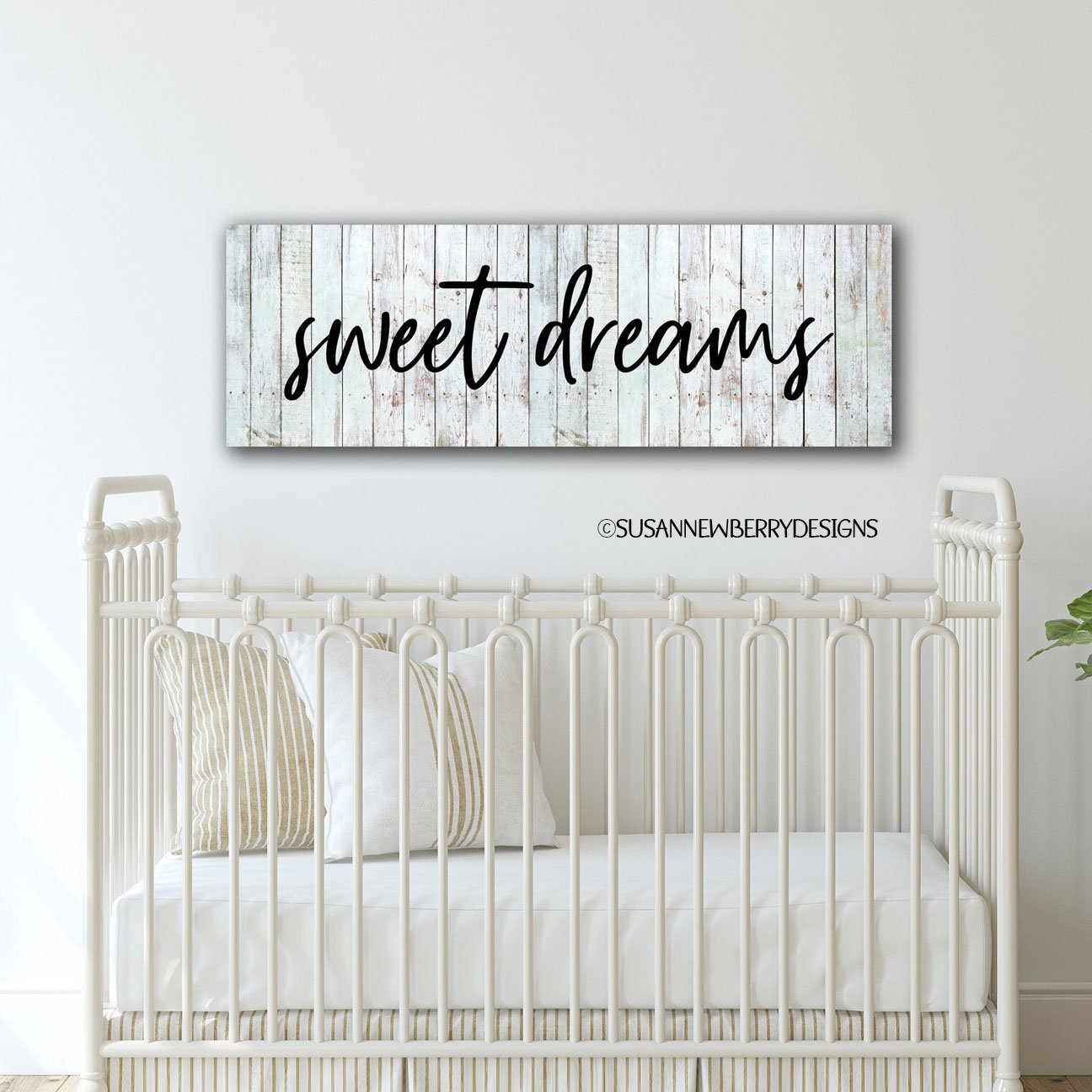Sweet dreams FH 11 Farmhouse Canvas hung over crib