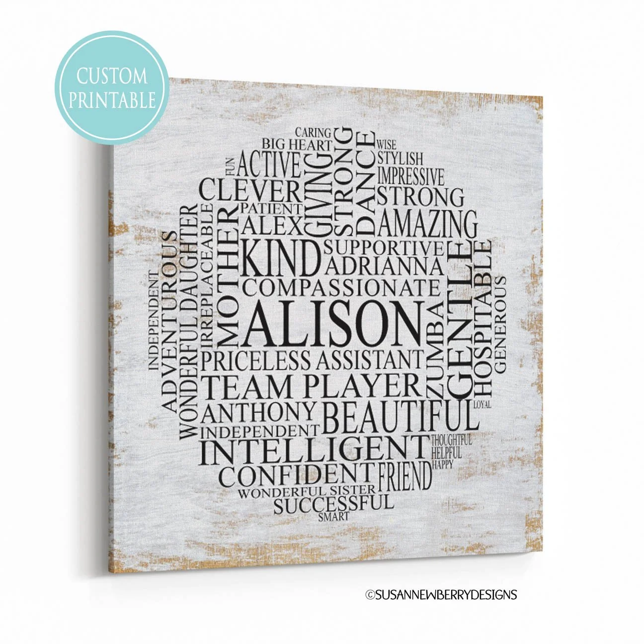Custom Printable heart shaped word cloud — SUSAN NEWBERRY DESIGNS Susan ...