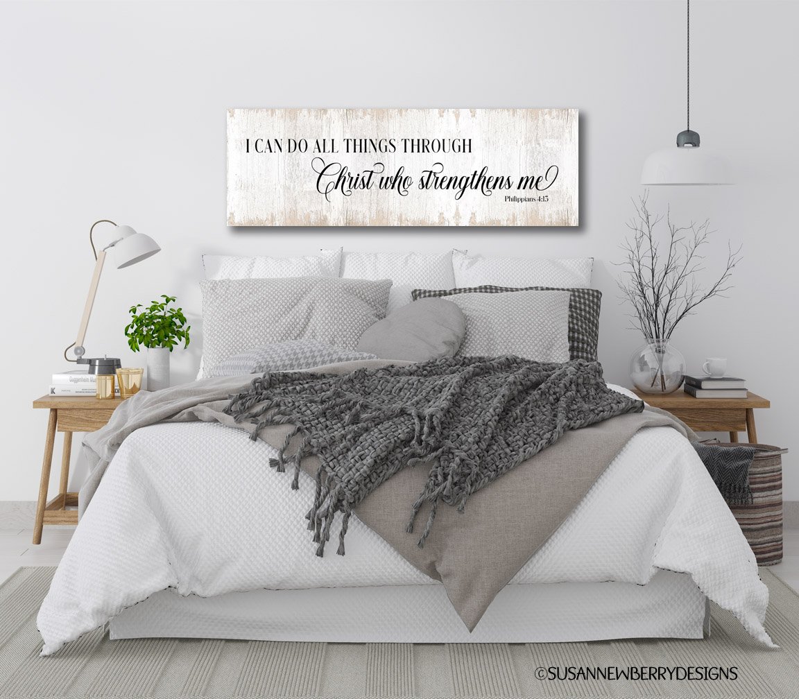I can do all things FH 5 canvas hung over bed