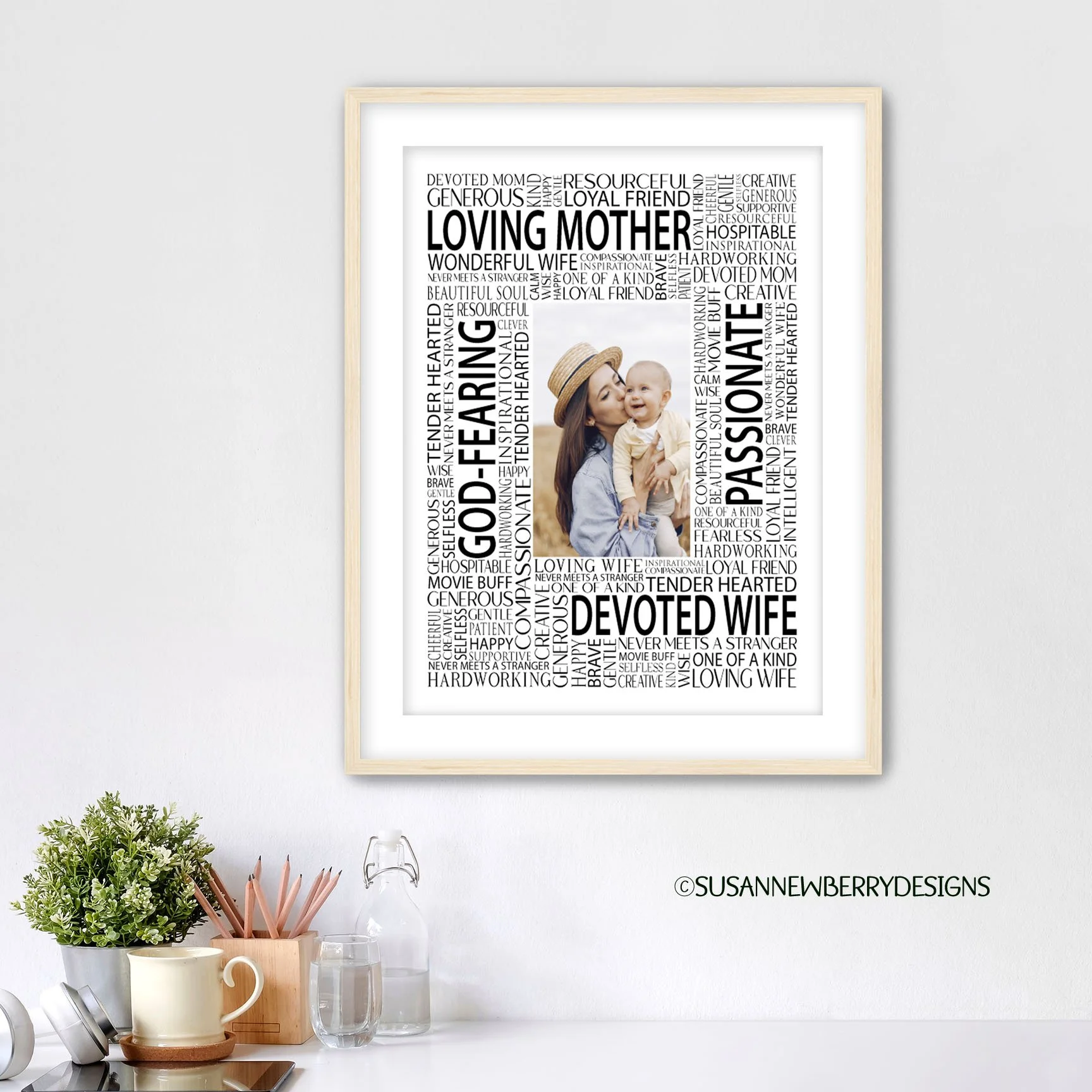 Photo Mom and Baby with Multi-Fonts Wall Art