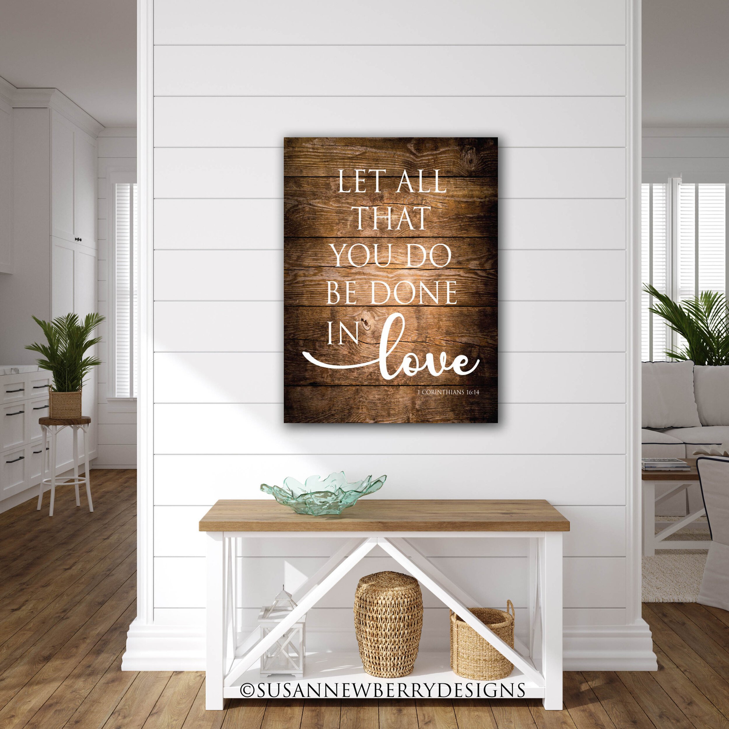 Let all that you do FH 15 Canvas hung over table