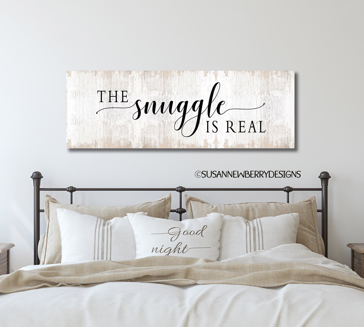The snuggle FH 5 canvas hung over bed