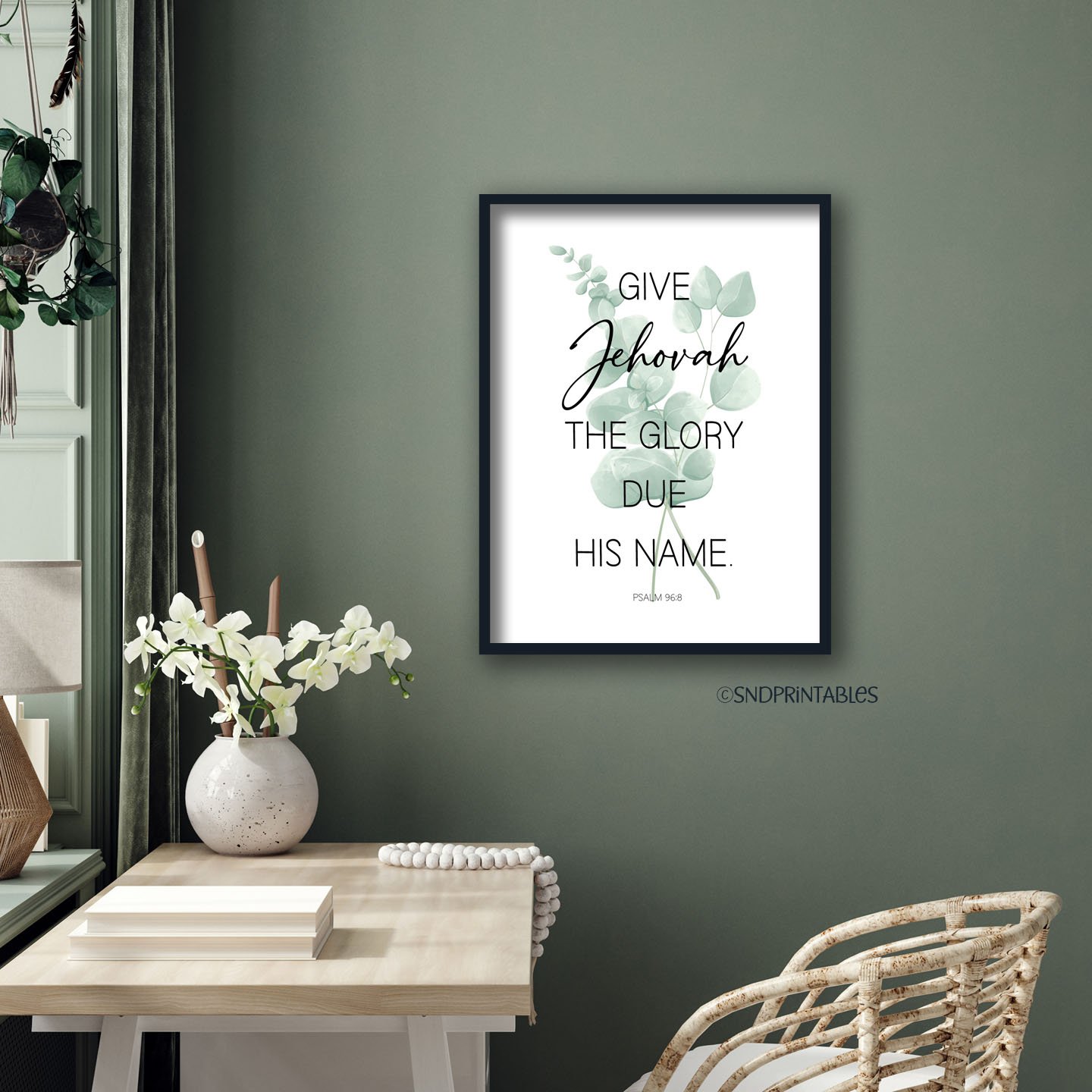 2025-JW-text-Psalm-96-Glory-shown-black-frame-green-wall-printable-wall-art