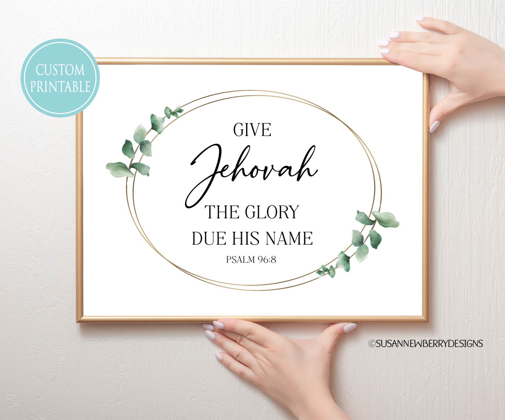2025-JW-text-Psalm-96-Glory-horizontal-shown-natural-frame-printable-wall-art