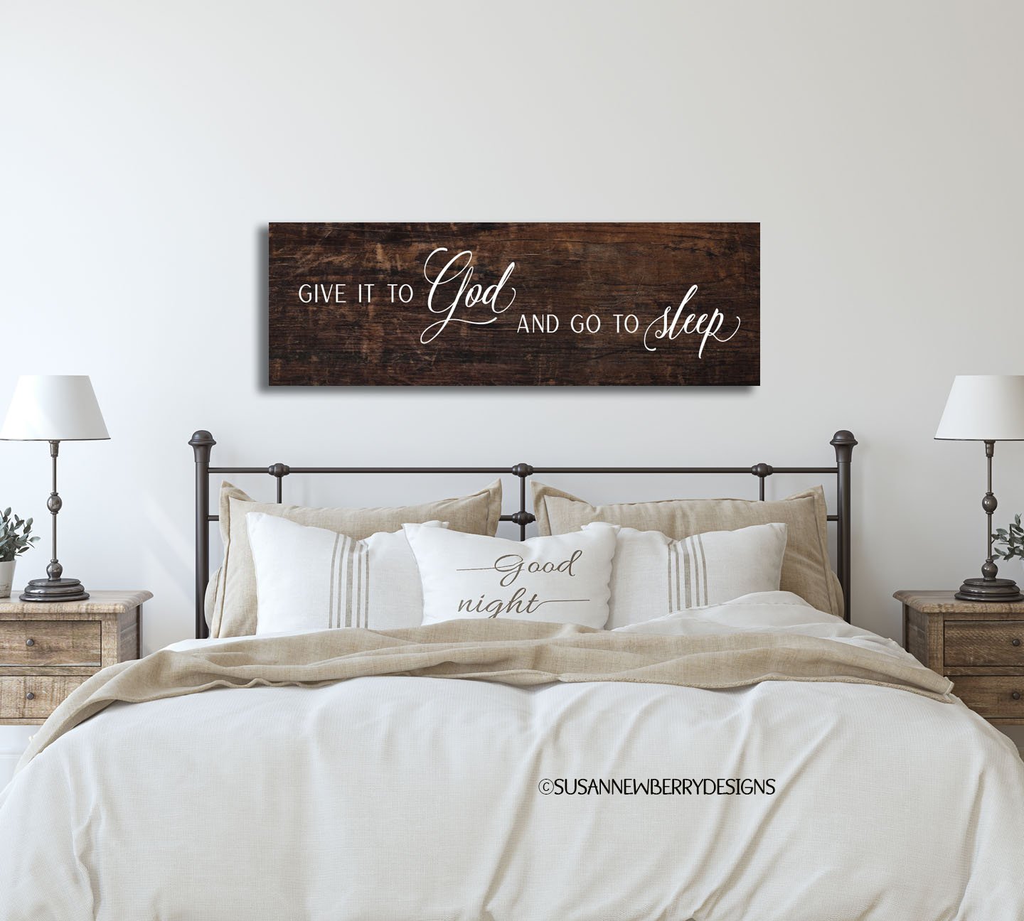 Give it to God FH 35 canvas hung over bed
