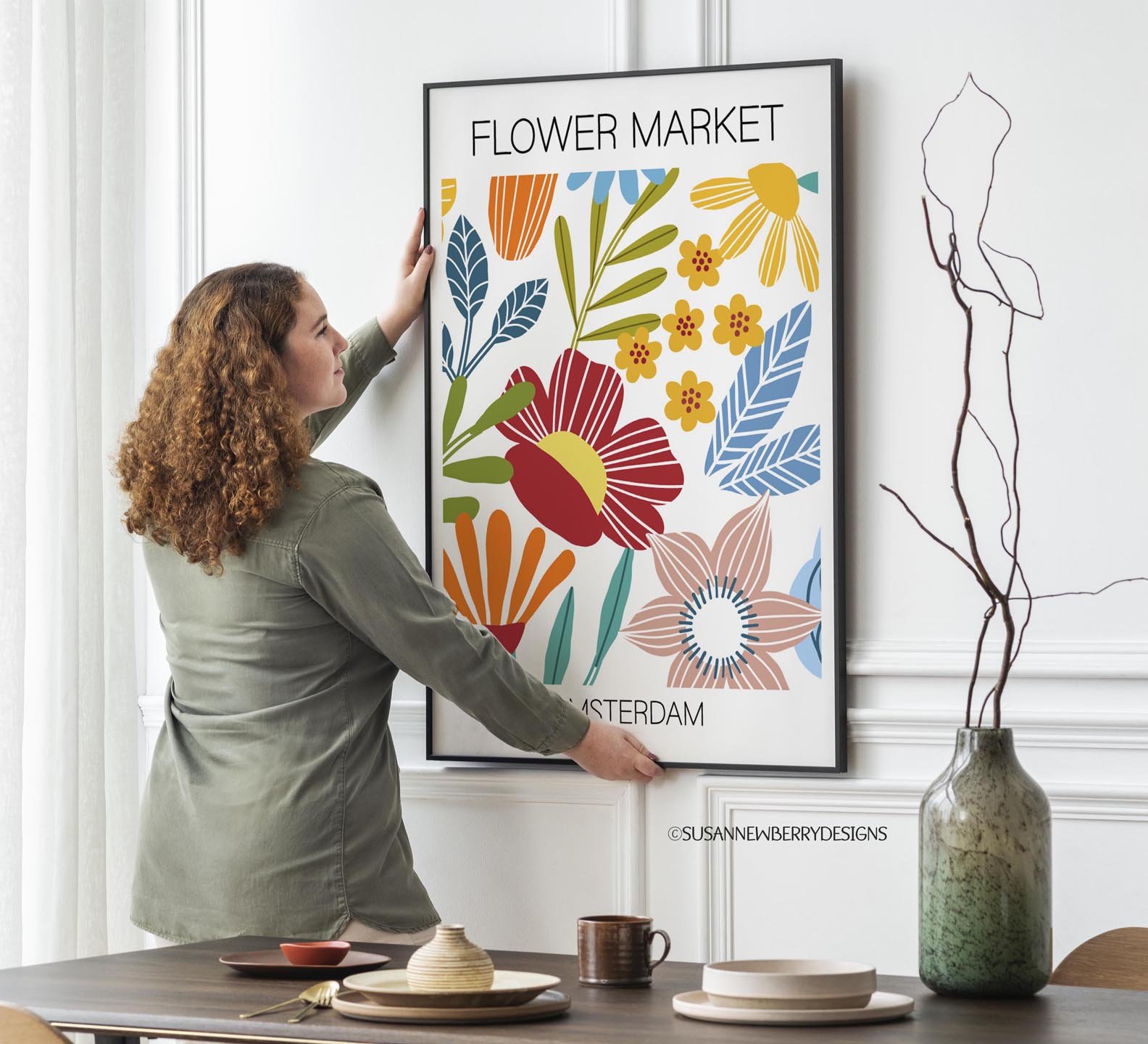 Amsterdam-flower-market-wall-art-shown-with-add-on-thin-black-frame