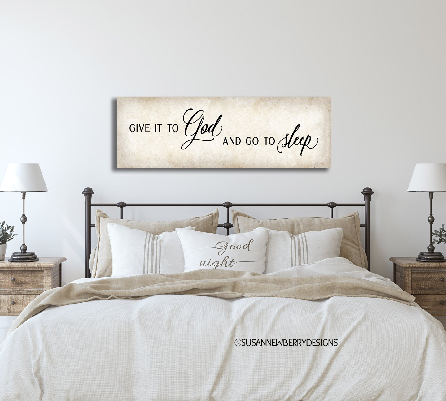 Give it to God FH 31 canvas hung over bed