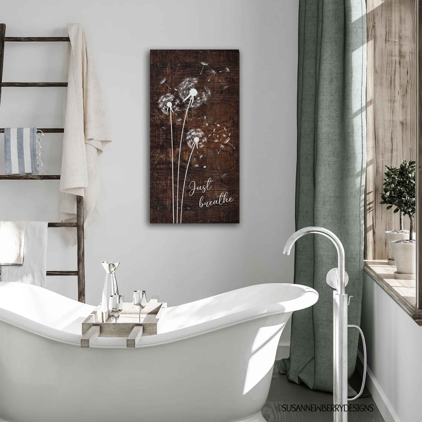 Just breathe FH 35 Canvas hung over bathtub