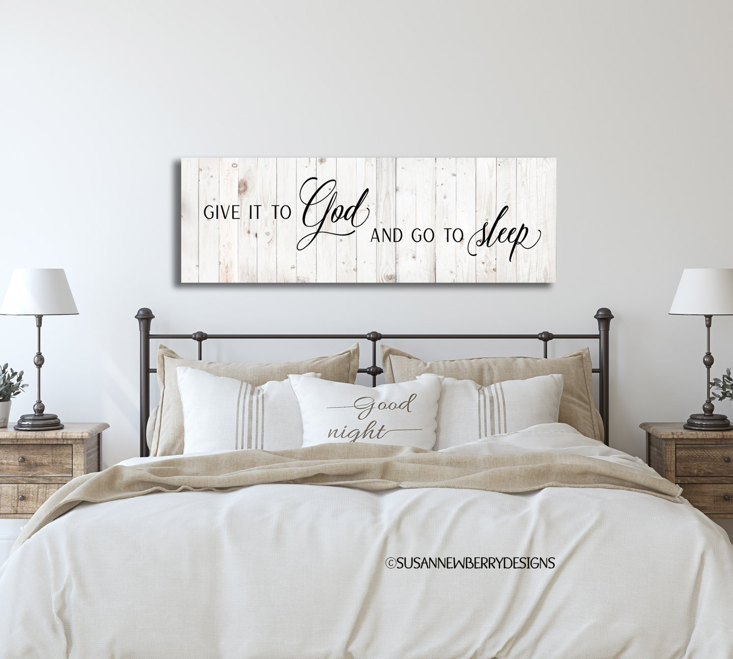 Give it to God FH 19 canvas hung over bed