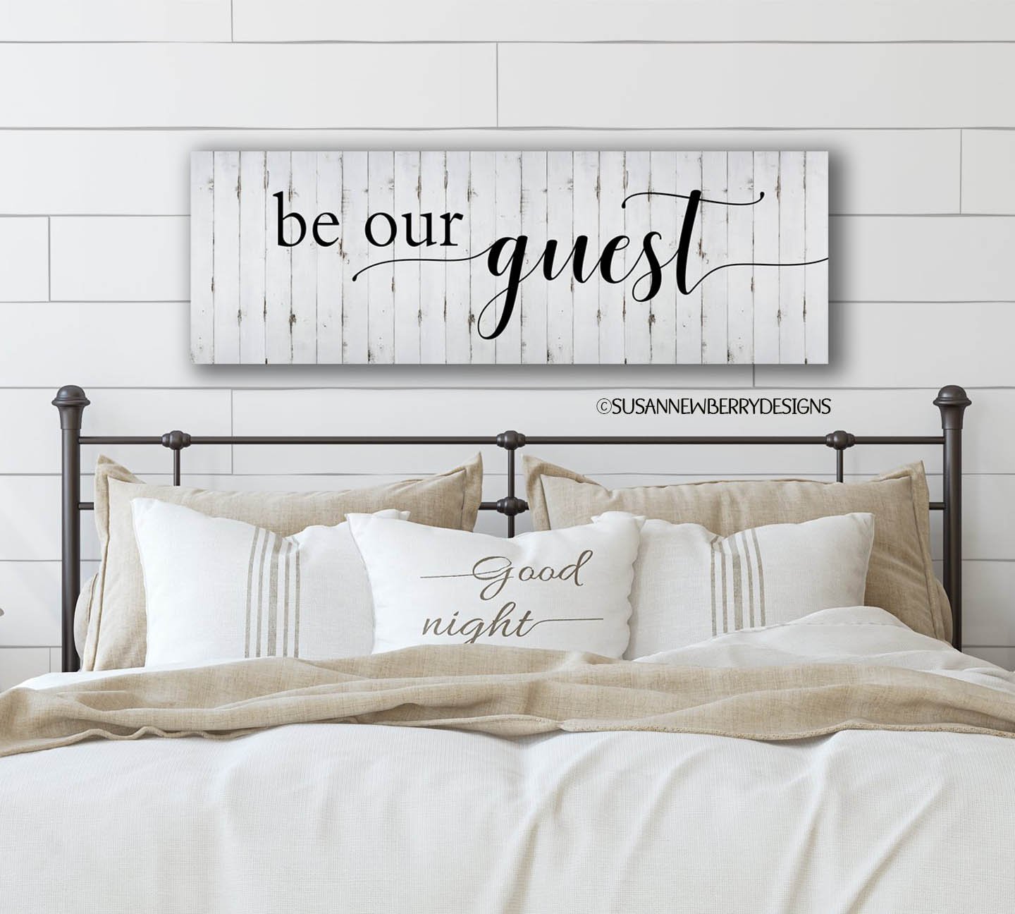Be our guest FH 9 Canvas hung over bed