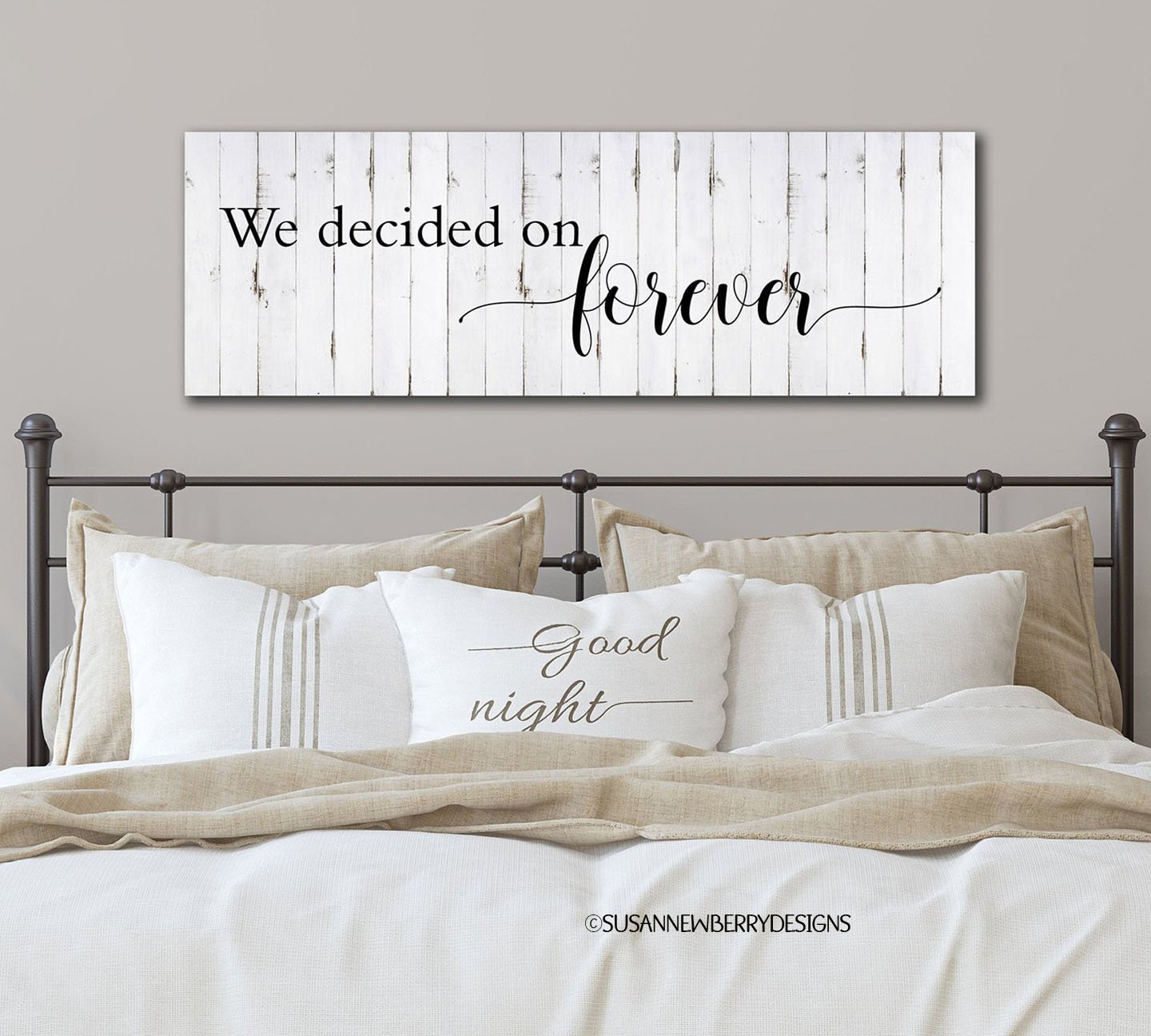 We decided on forever FH 9 Canvas hung over bed