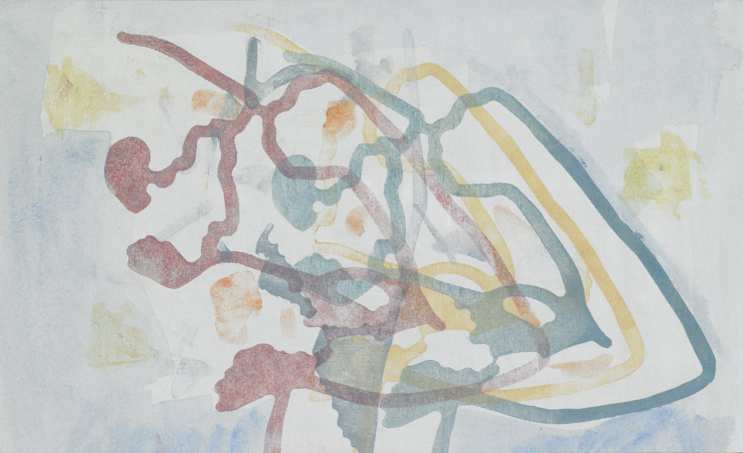Fresco, monoprint on paper on panel, 2016