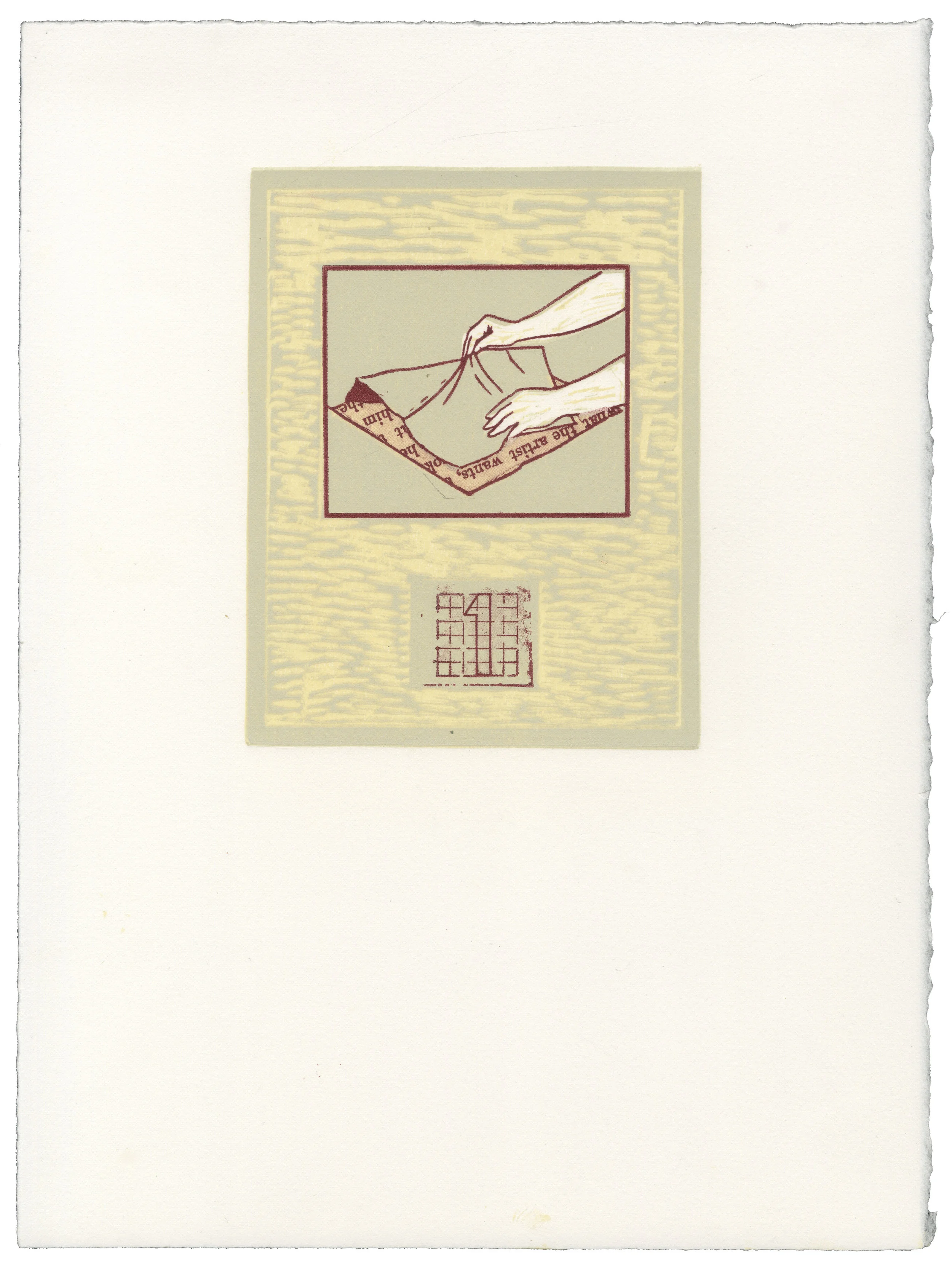 What the Artist Wants, Polymer relief and woodcut, 11x14 inches, 2015