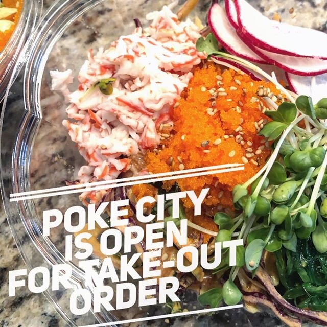 Poke city Johns creek will be offering take-out order at this time.

#bepositive #takeoutfood 
#pokebowl #pokecityjohnscreek #pok&eacute;cityjohnscreek #salmon #tuna #spicymayo #avocado #crabmeat #seaweedsalad #atlfoodie #yammy #yelp #instafood #inst
