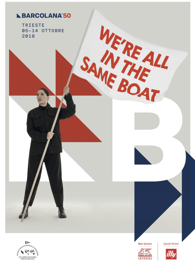 Marina Abramović designed this poster with Illycaffè Creative Director Carlo Bach for the 50th Barcolana regatta. Image courtesy of Barcolana/Art Director Matteo Bartoli.