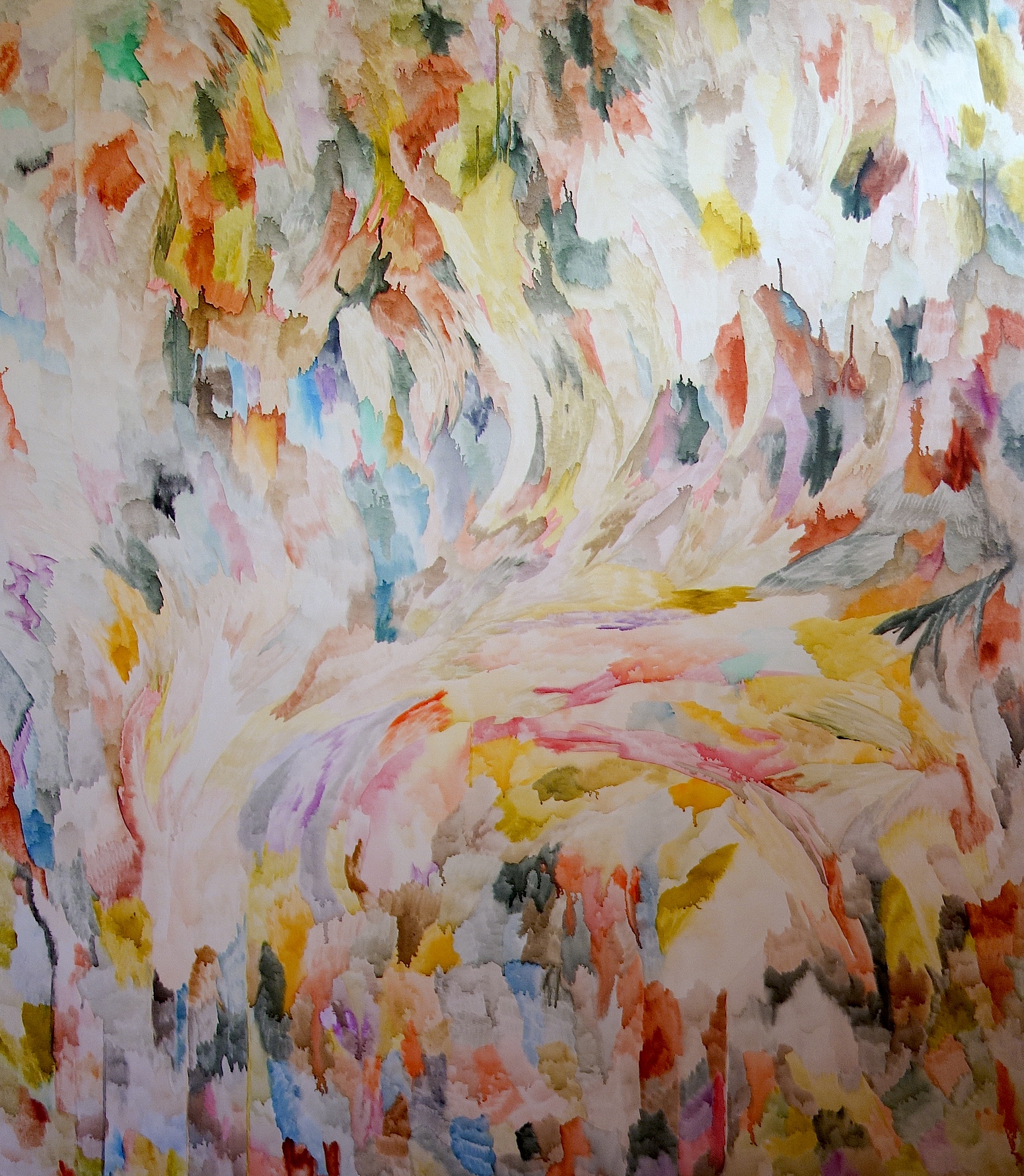 Patricia Reinhart, Patience XVI, 2016, Watercolor, marker on linen, 67 in. x 59 in.