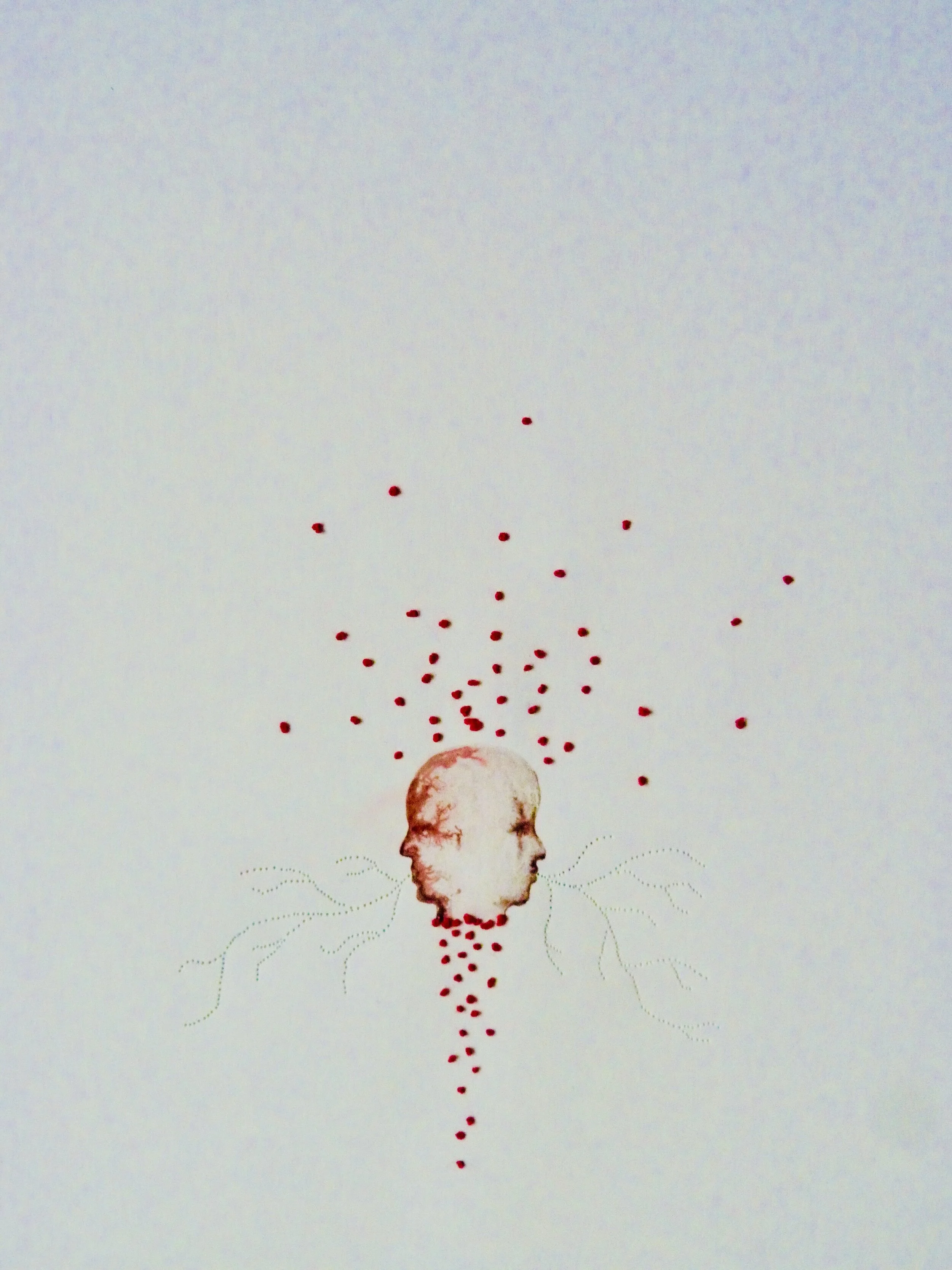   Embroidered Thought , Ink on Paper, Embroidery, Perforation 
