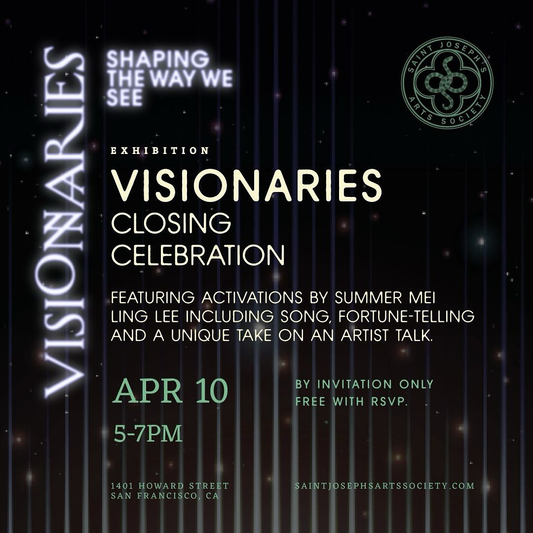 VISIONARIES Closing Reception
Presented by Saint Joseph&rsquo;s Arts Foundation
Thursday, Apr 10: 5-7 pm PDT
1401 Howard St, San Francisco

Featuring artist talk, tarot cards and song with @summerleeart and collaborators 👯&zwj;♀️👯🔮

Thank you @mar