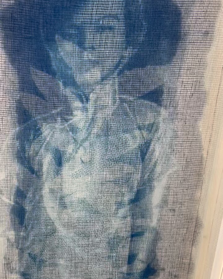 Summer Mei Ling Lee&rsquo;s work explores themes of absence and presence, the impermanence of cultural heritage, and humanity&rsquo;s relationship with the unknowable. Her cyanotypes (shown here) printed onto multiple layers of gauze, shift as the vi
