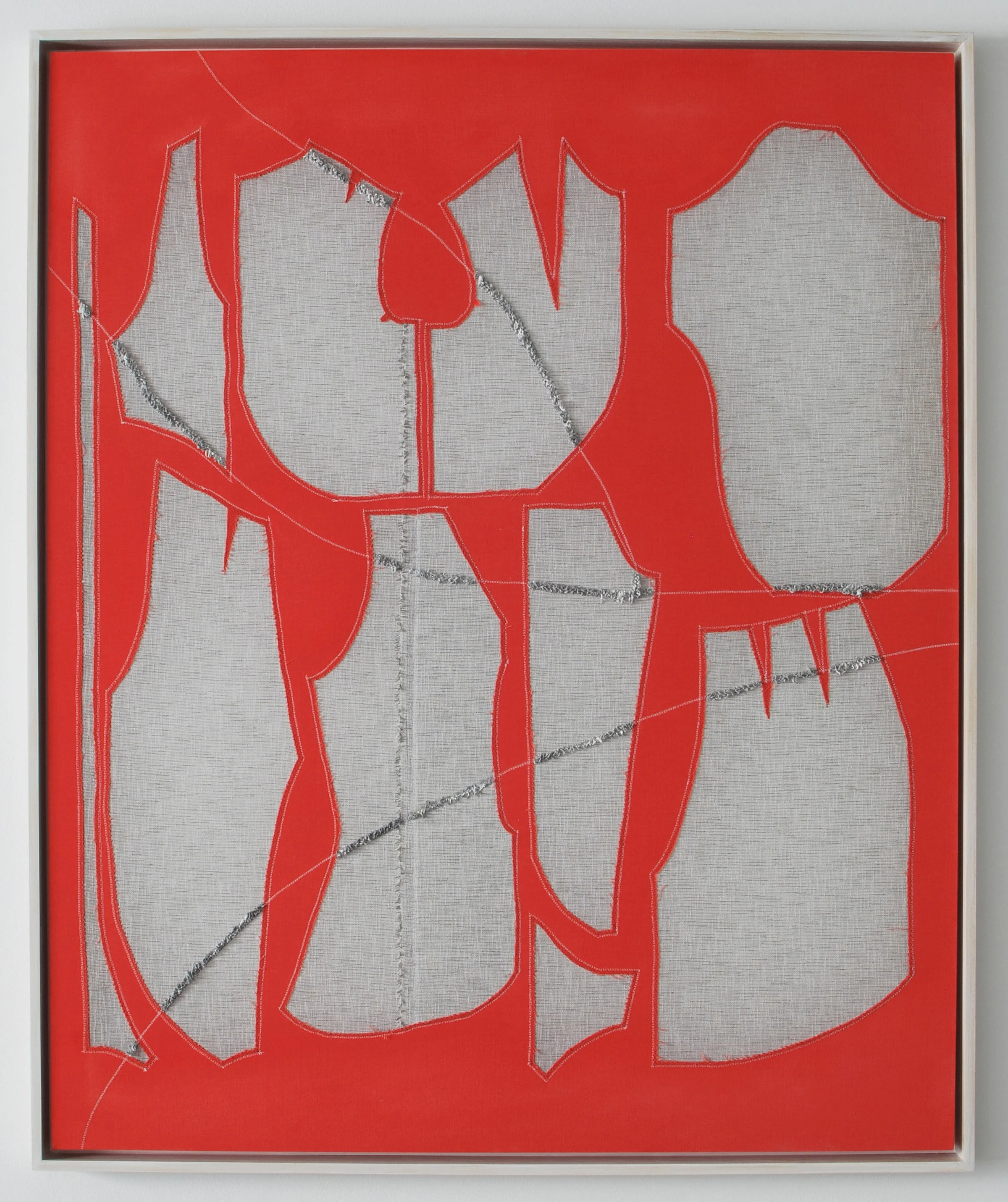 Tana Quincy Arcega, Tulip Garment, 2023 Cotton fabric, thread, graphite, spackle 51 × 42 inches