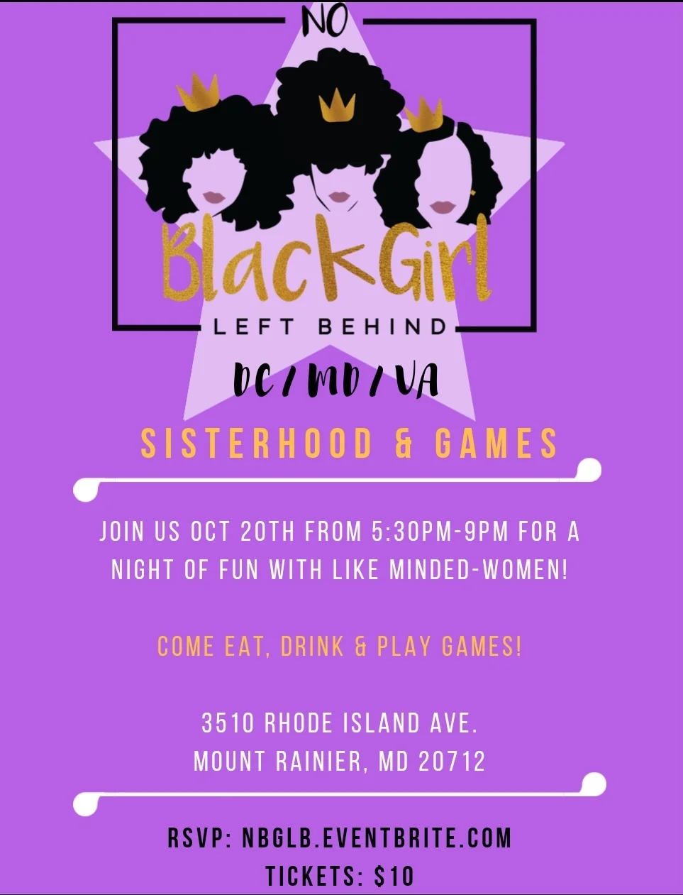 Sisterhood & Games (DC,MD, VA)