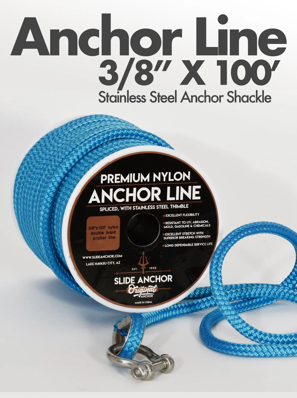 Seachoice 40331 Double Braid Nylon Dock Line - Blue 3/8\" X 25...