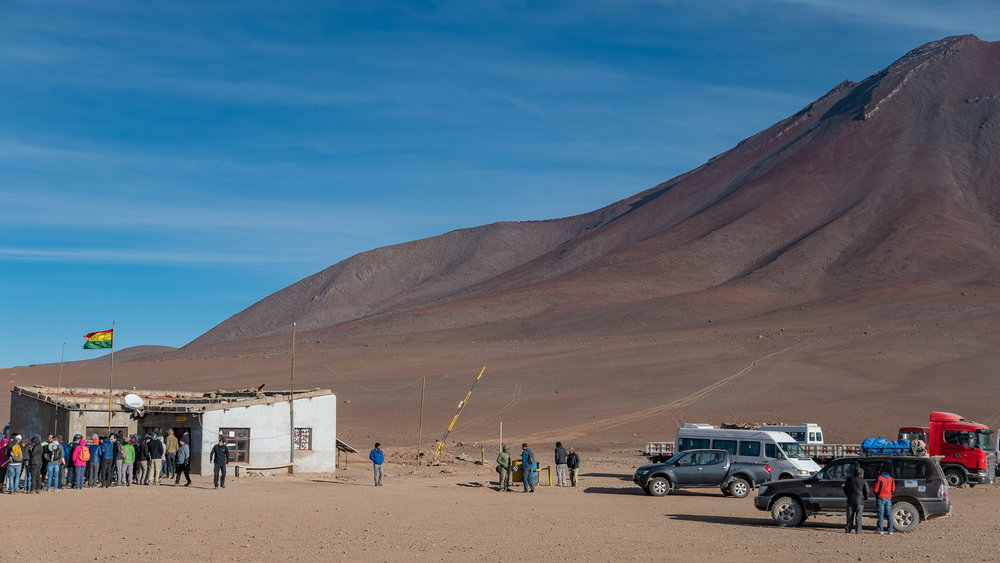 The line behind the buildings is the border between Chile and Bolivia