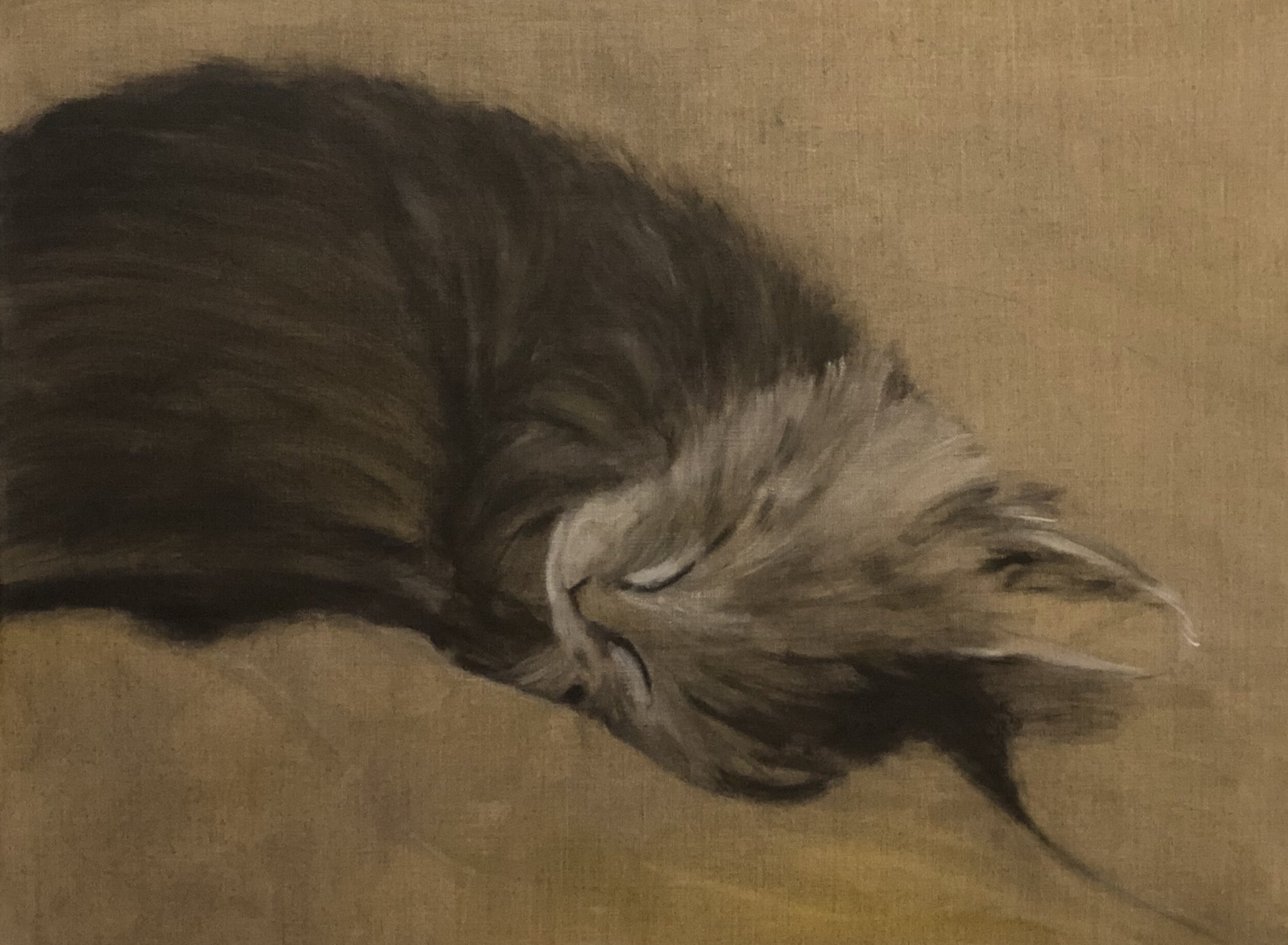 River, 2020. Charcoal and oil on canvas, 18 x 24 in.