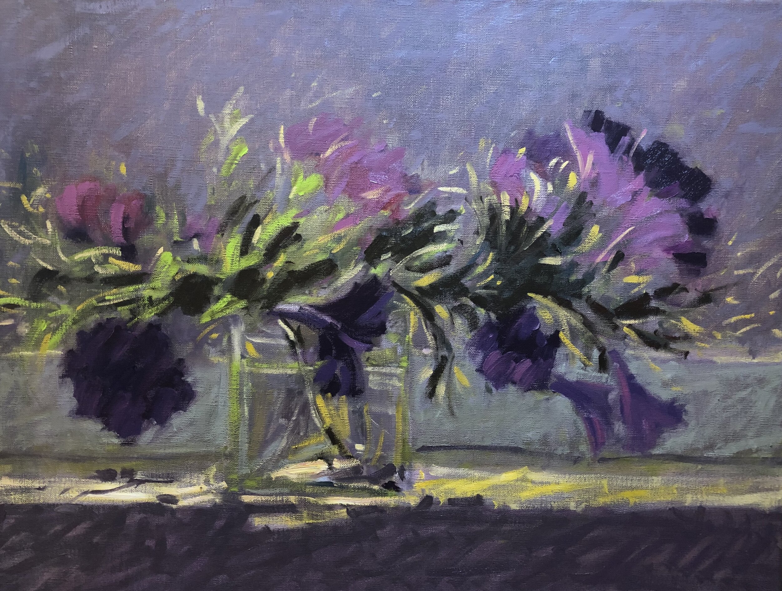 Petunias, 2020. Oil on canvas, 18 x 24. 