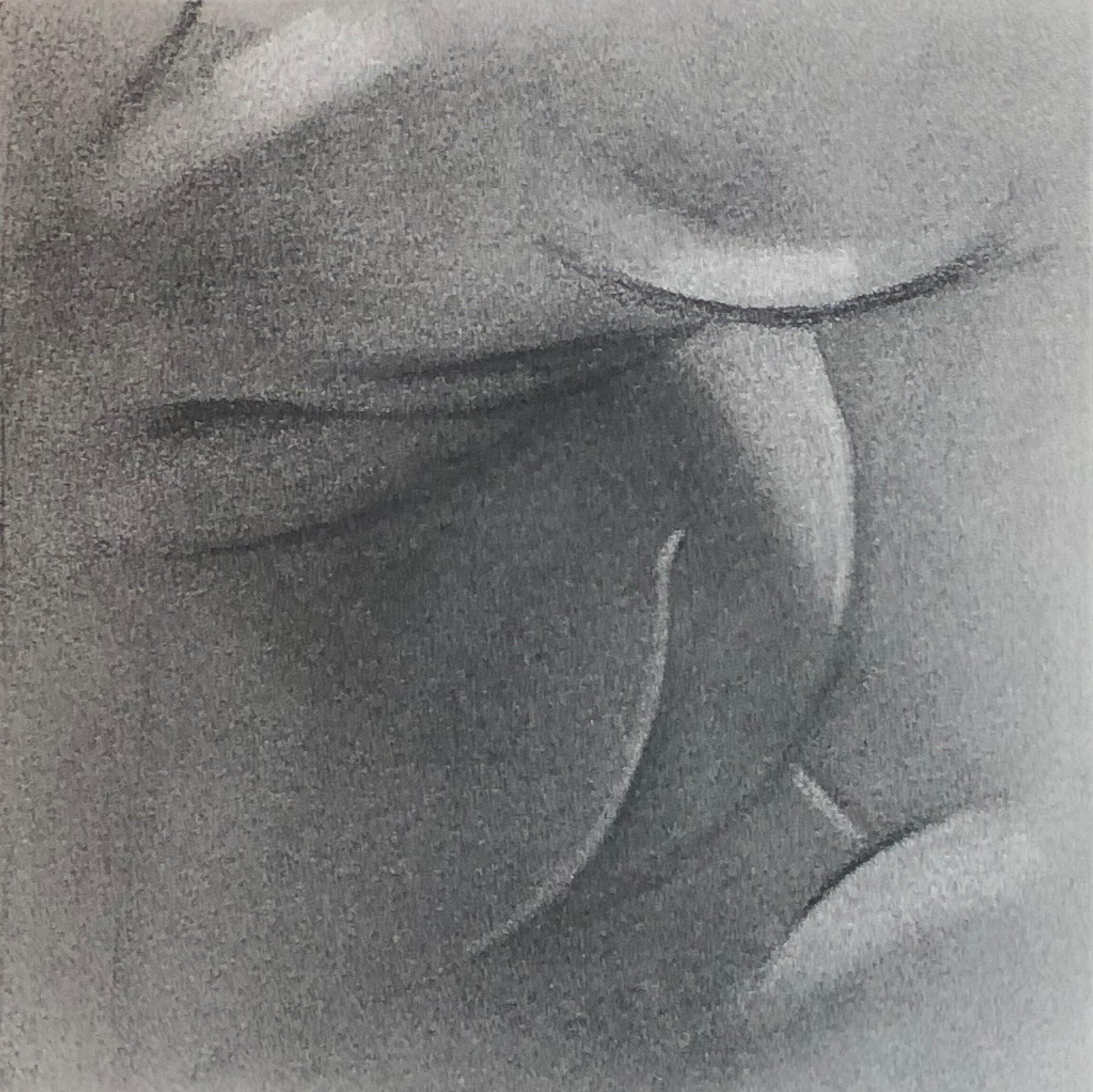 Haiku Drawing, Body Fragment, 2020. Charcoal on paper, 6 x 6 in.