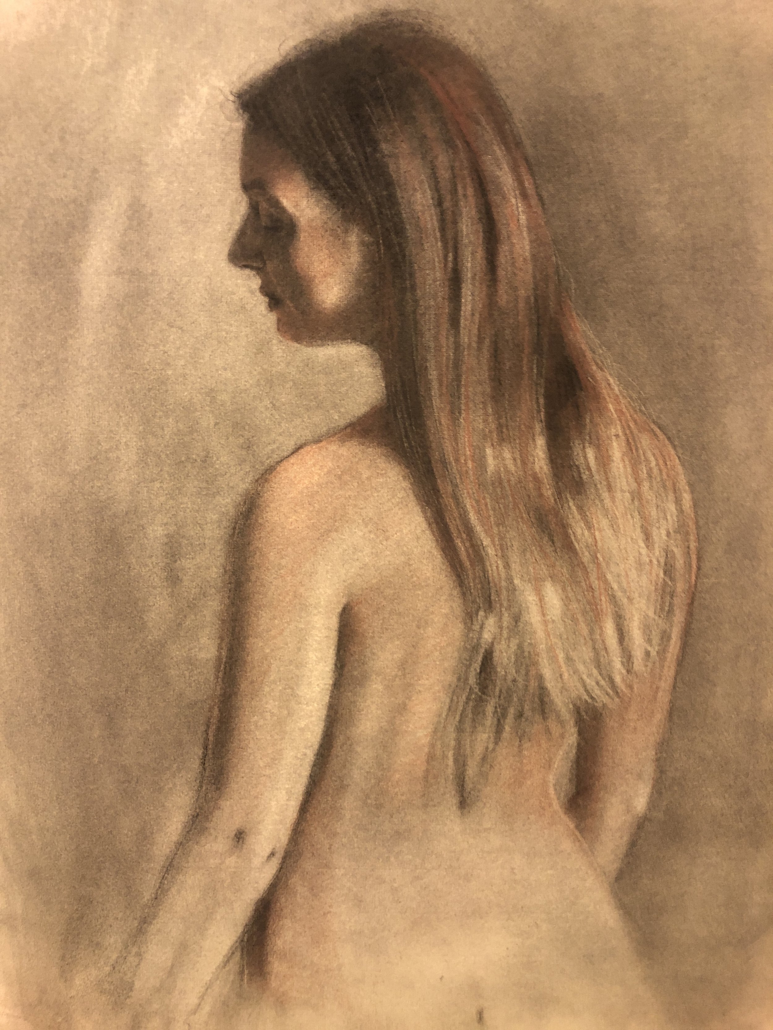 Alyssa, 2022, charcoal, 24 x 19 in.