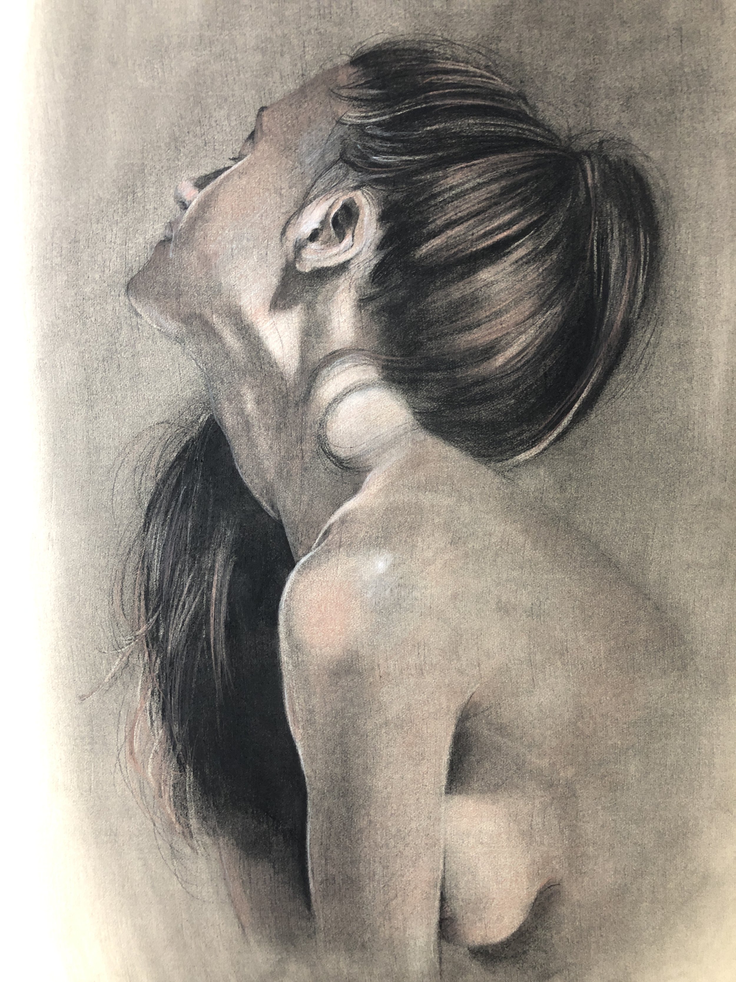 Prayer I (Ukraine), 2022, charcoal, 24 x 19 in.