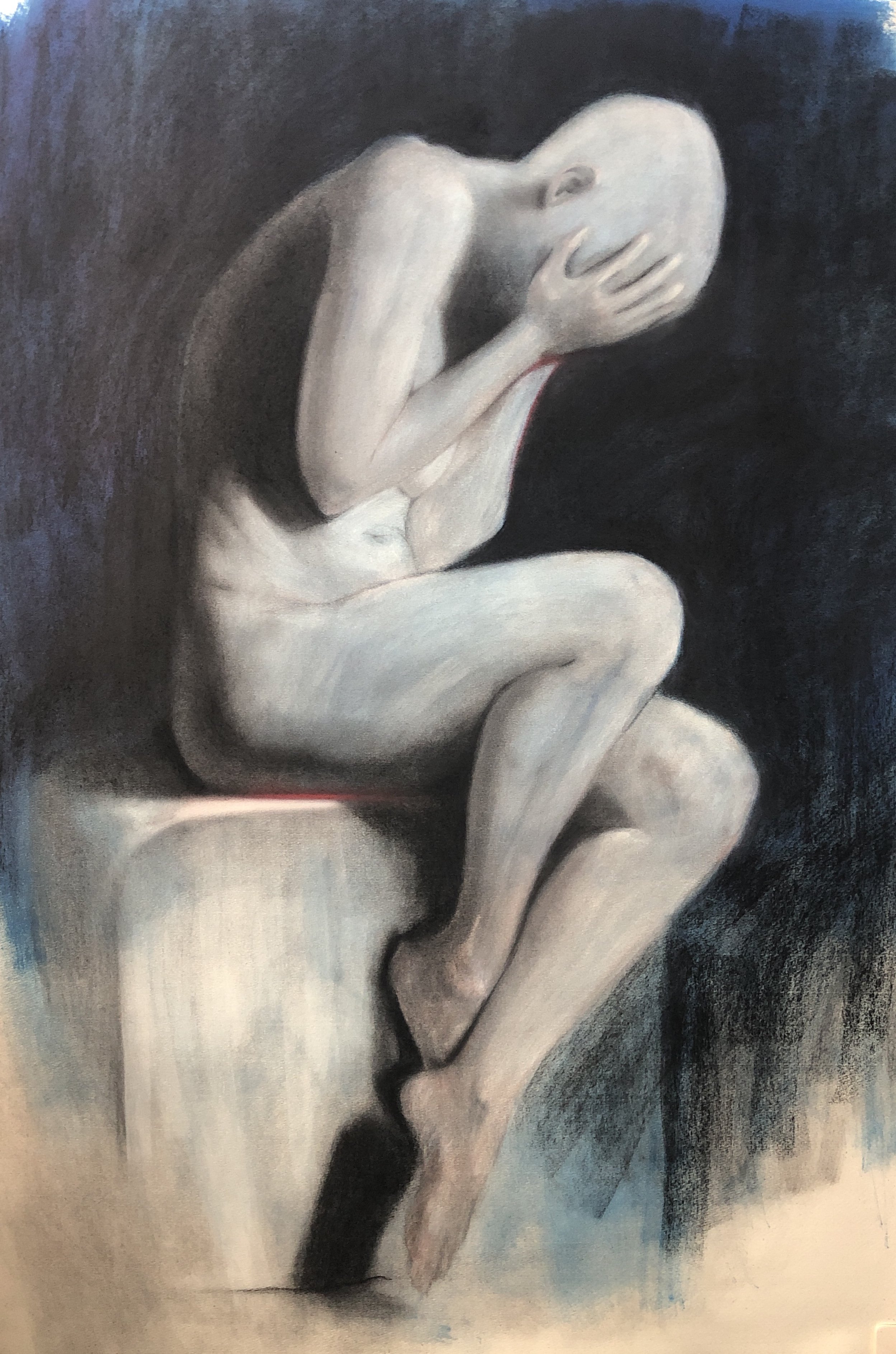 Blood on the Wrist, 2023, oil, charchoal, and nupastel on paper, 40 x 30 in.