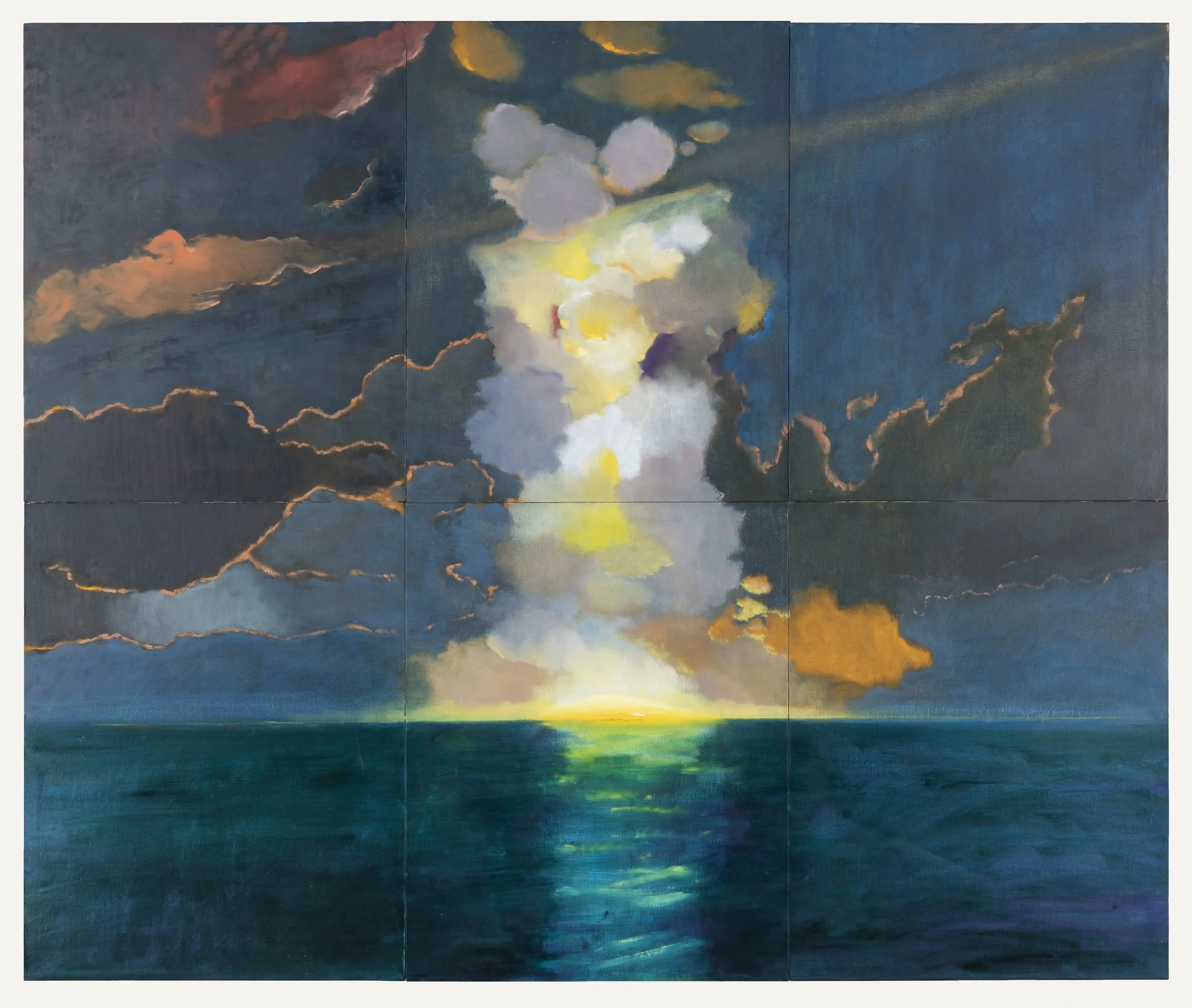 Lost at Sea (Gaza), 2023, 40 x 48, oil on six 20 x 16 in. panels