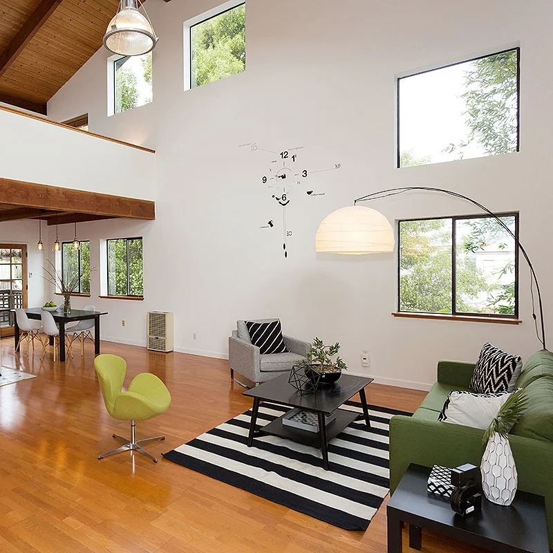 Open Plan - V oluminous space with the warmth of wood ceiling and floors.